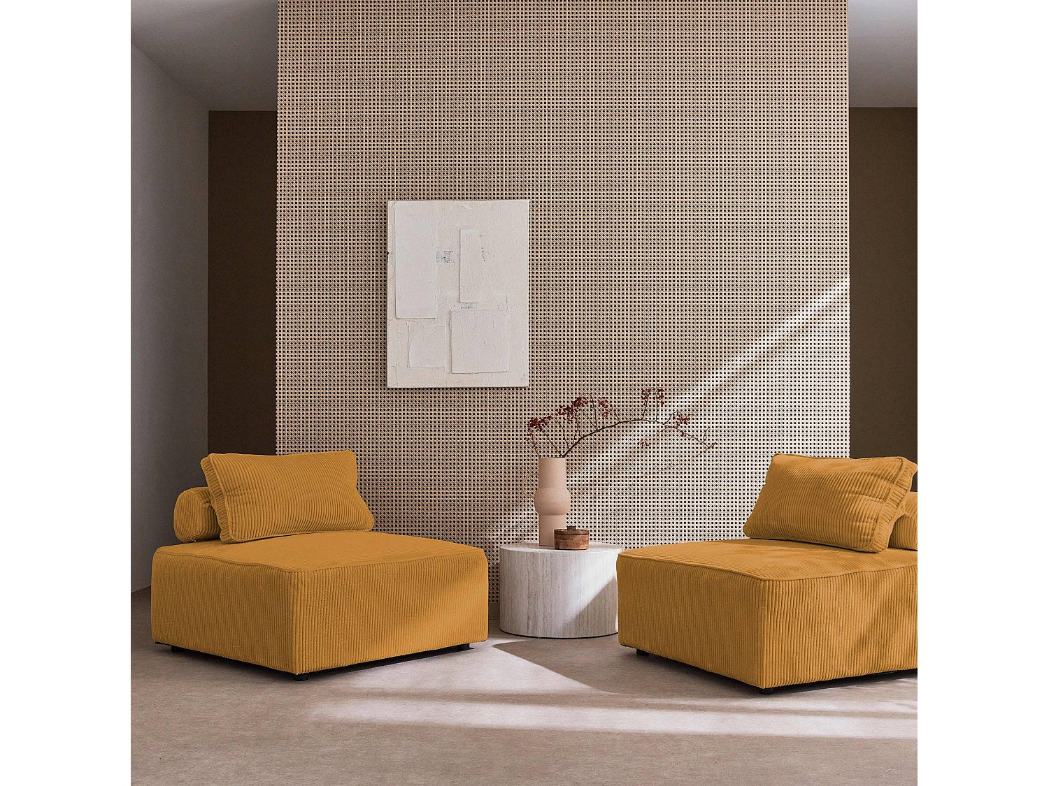 Chauffeuse modulable jaune velours