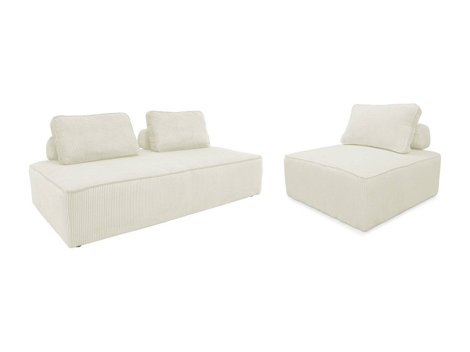 Chauffeuse modulable 3 places beige velours