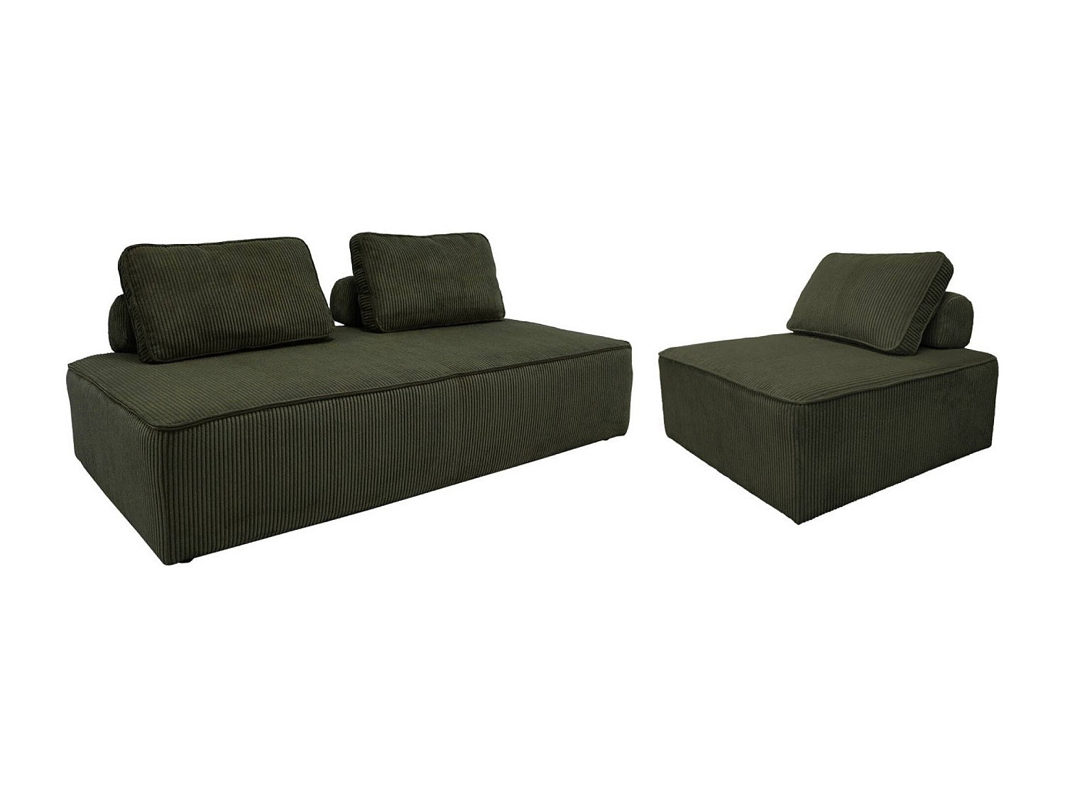 Chauffeuse modulable 3 places vert velours