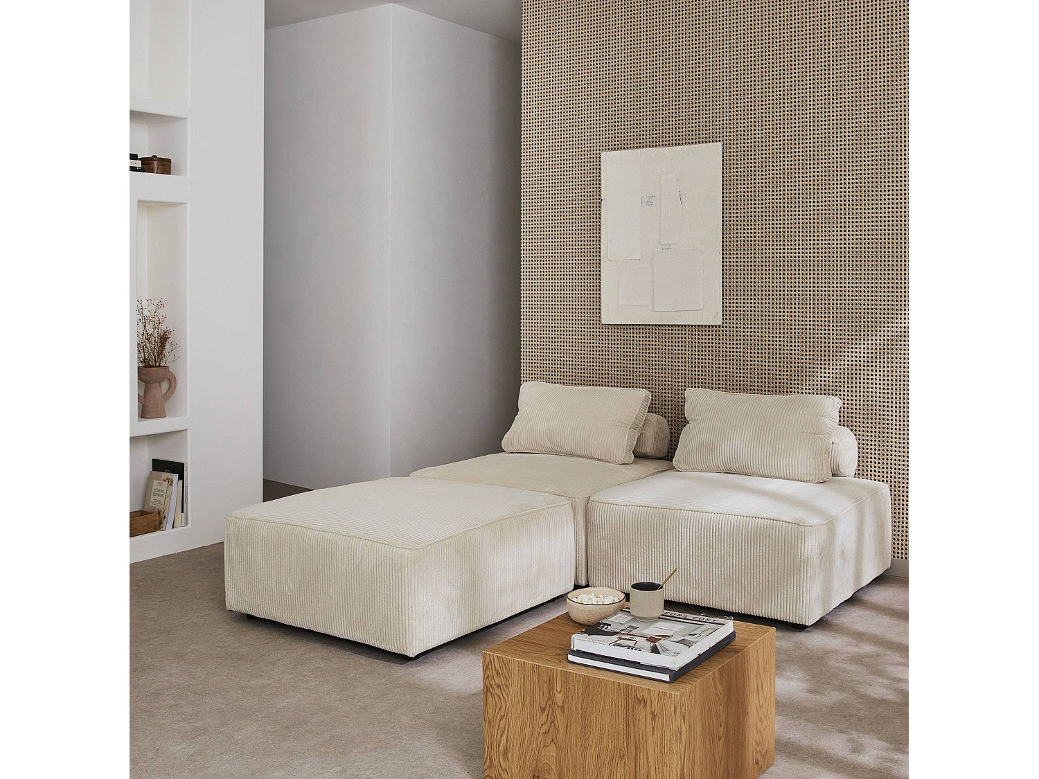 Chauffeuse modulable beige velours