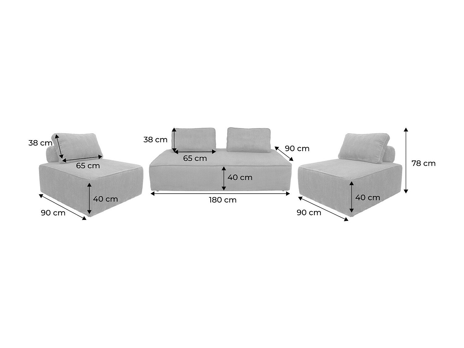 Chauffeuse modulable 4 places beige velours