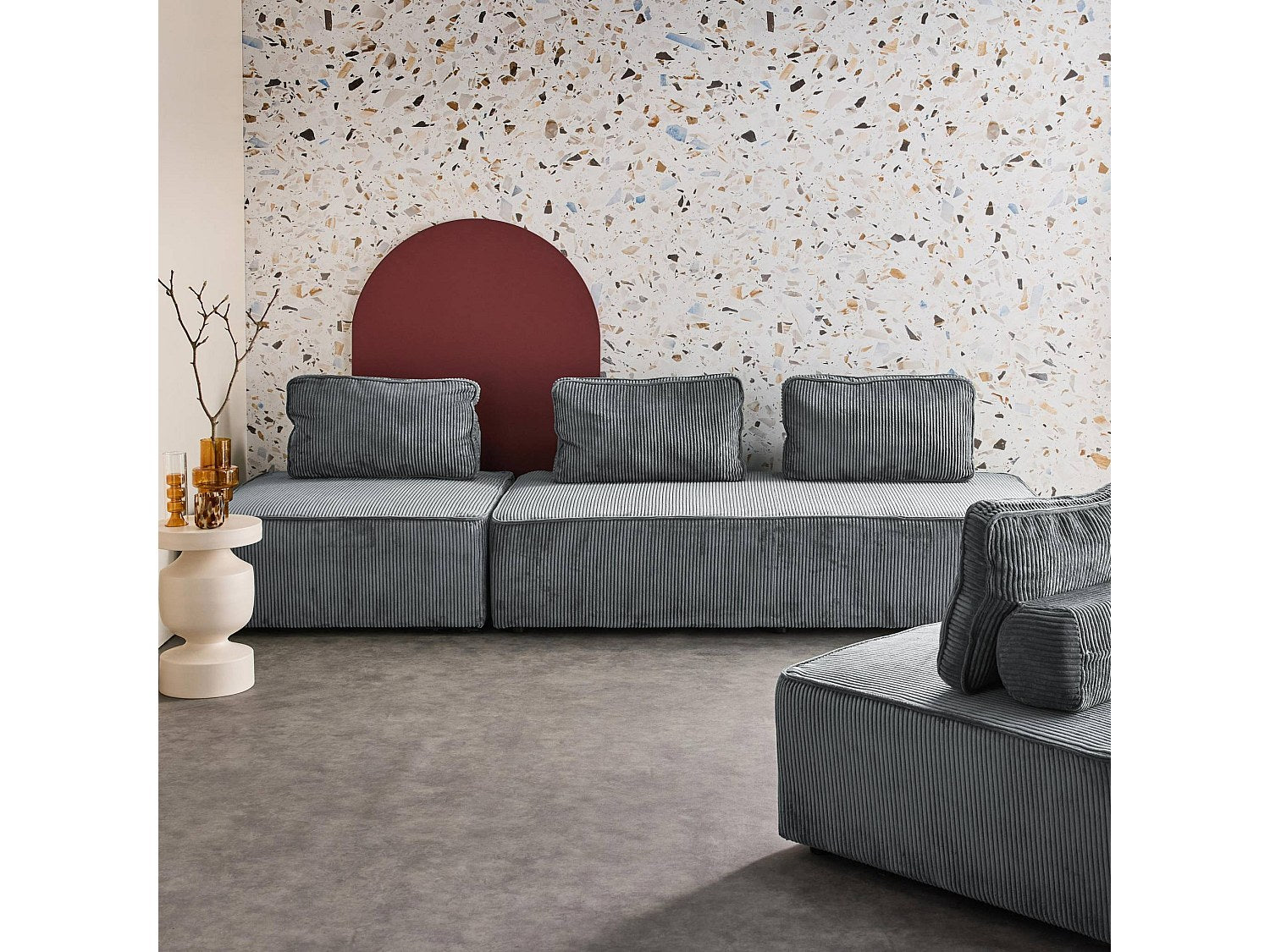 Chauffeuse modulable 4 places gris velours