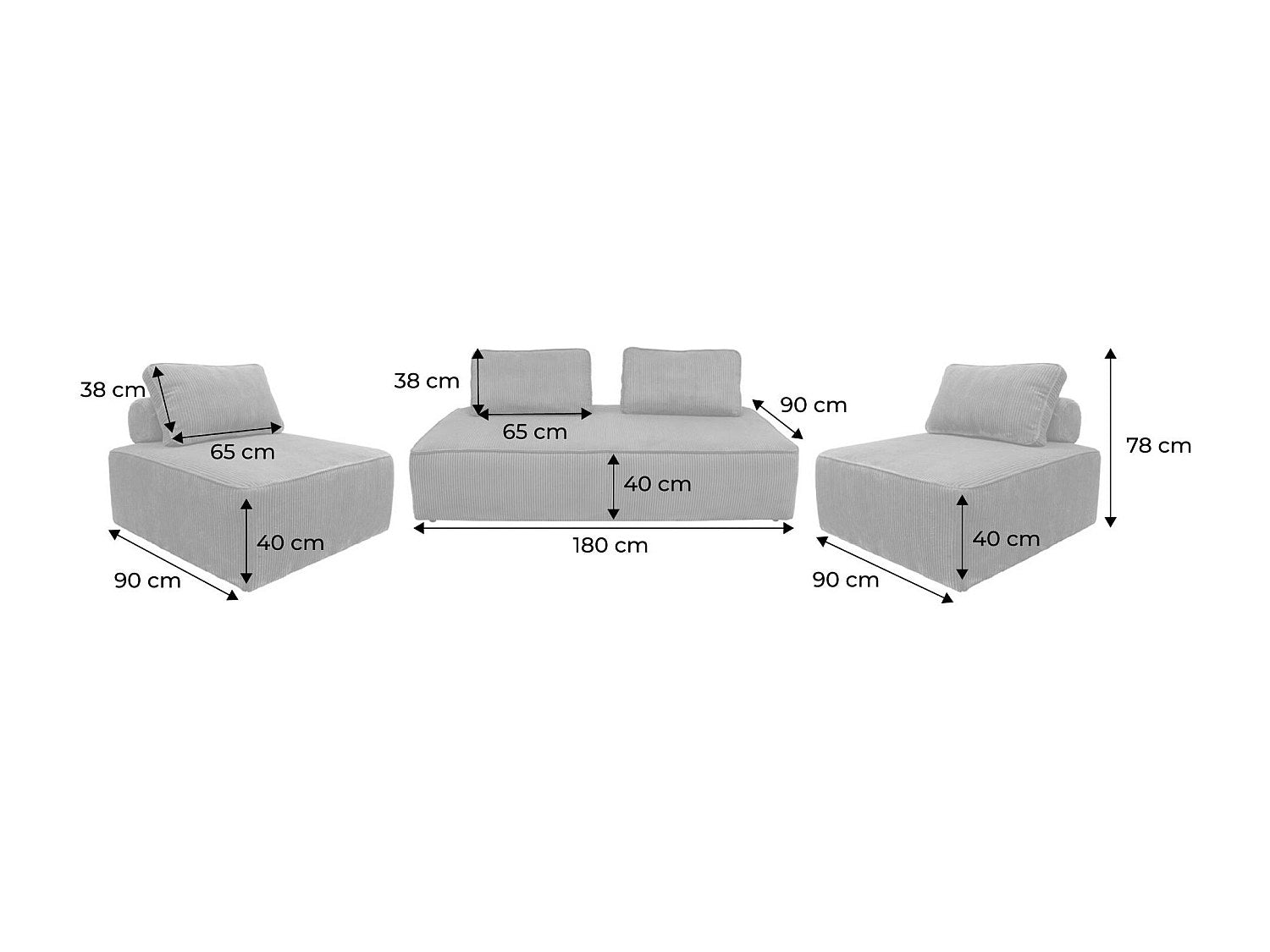Chauffeuse modulable 4 places gris velours