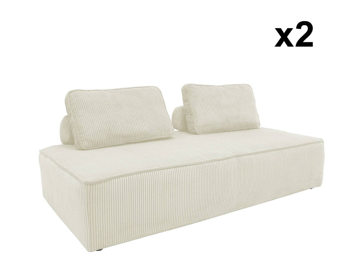 Chauffeuse modulable 2 places beige velours