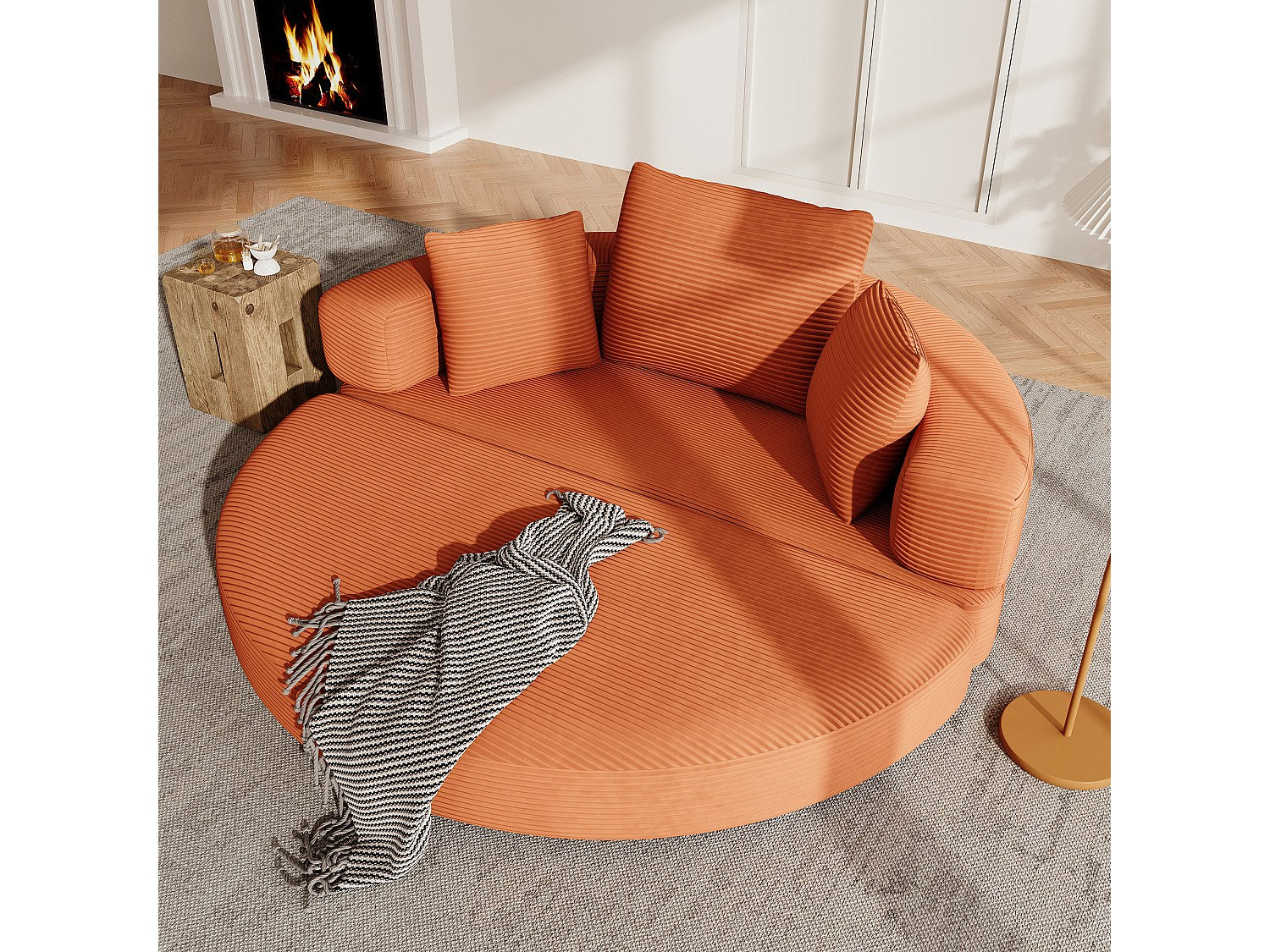 Canapé modulable convertible orange velours