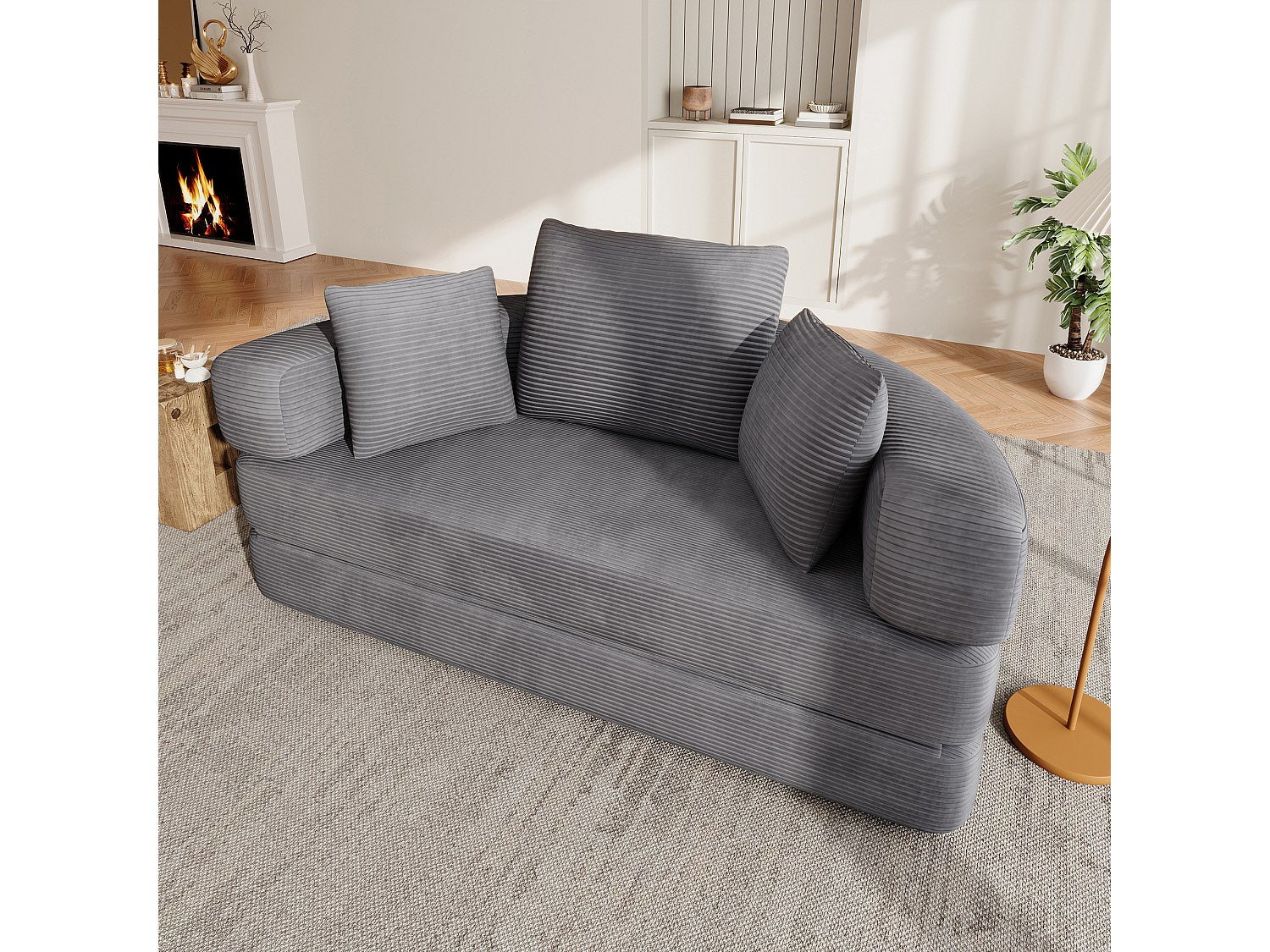 Canapé modulable convertible gris velours