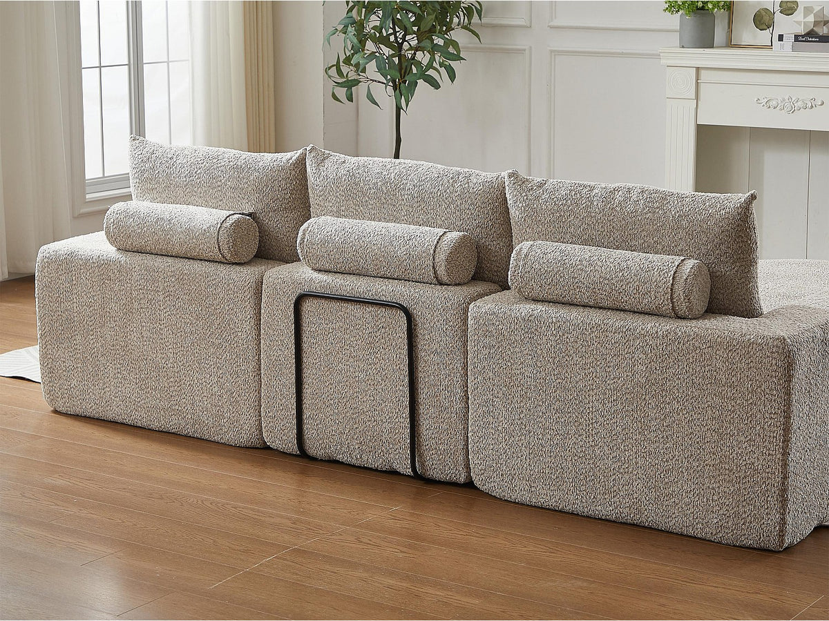 Angle pour canapé modulable 6 places beige tissu