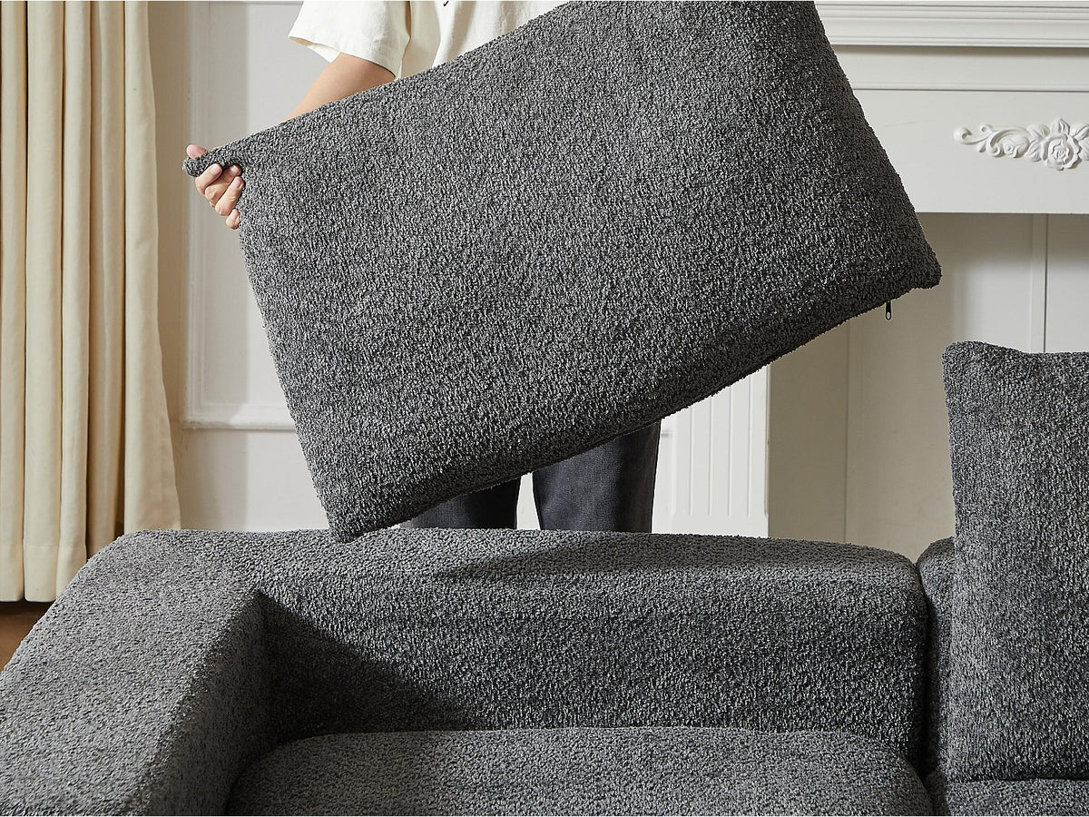 Angle pour canapé modulable 6 places gris tissu