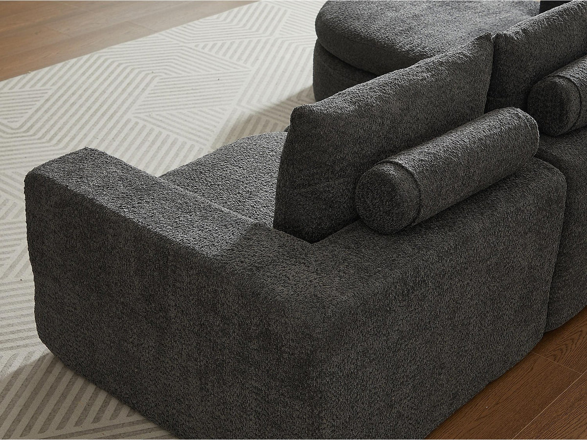 Angle pour canapé modulable 6 places gris tissu