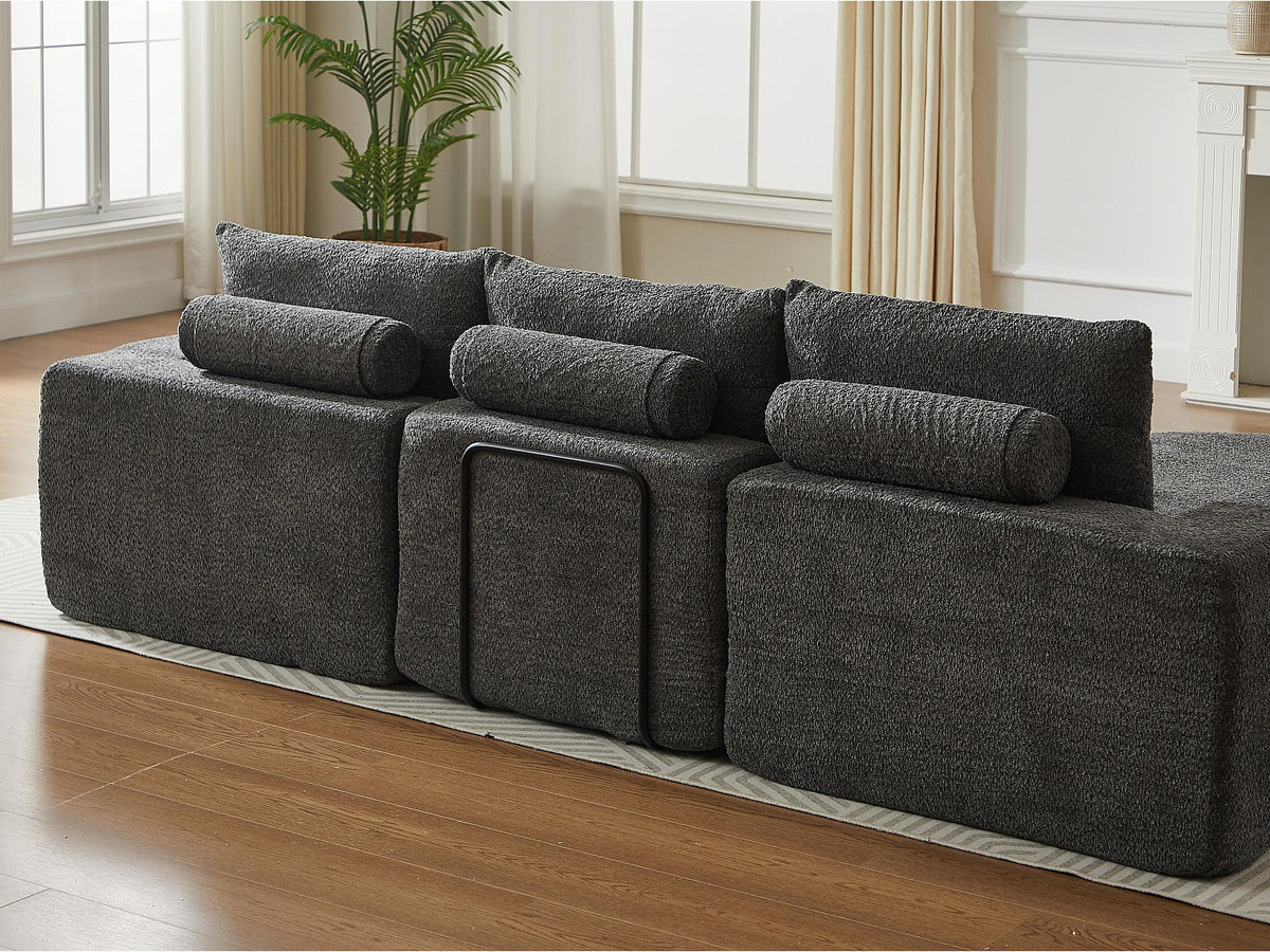 Angle pour canapé modulable 6 places gris tissu