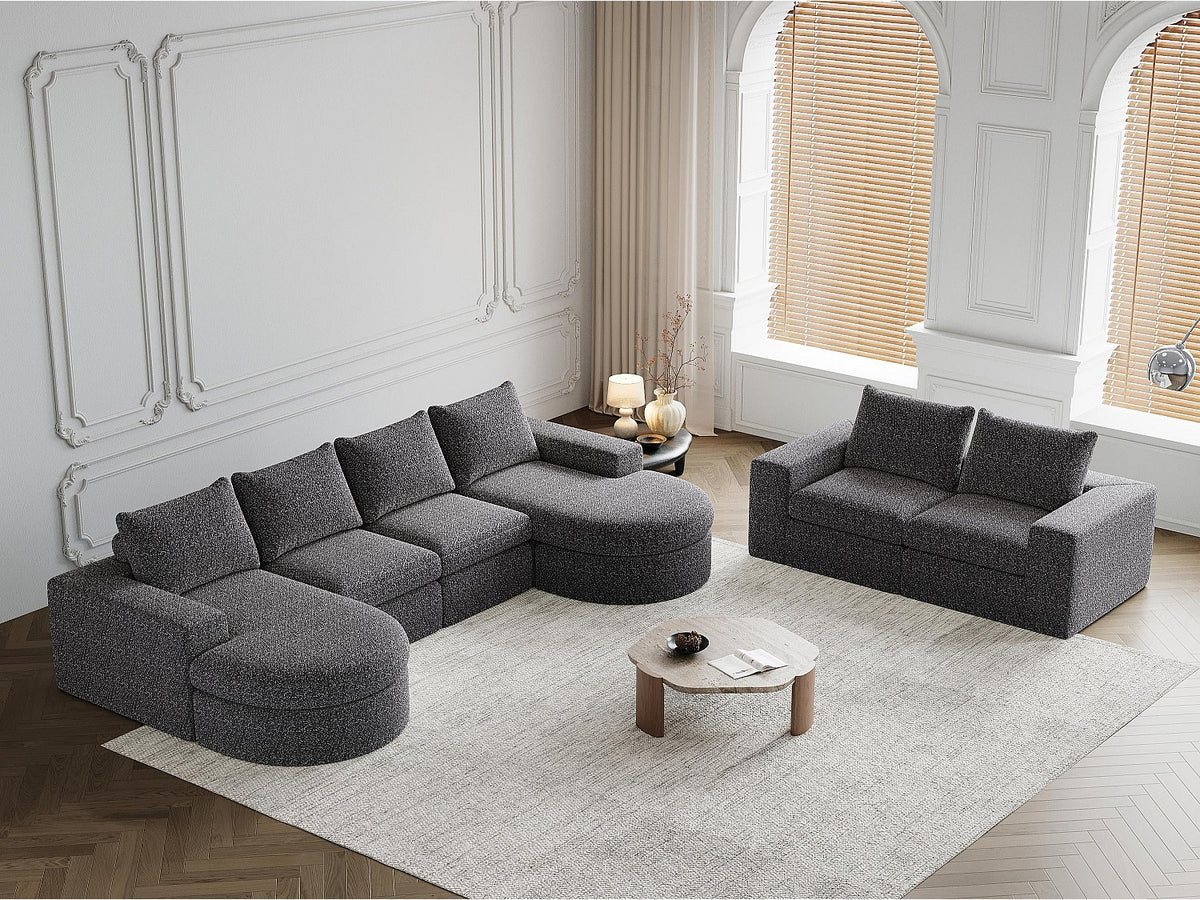 Angle pour canapé modulable 6 places gris tissu