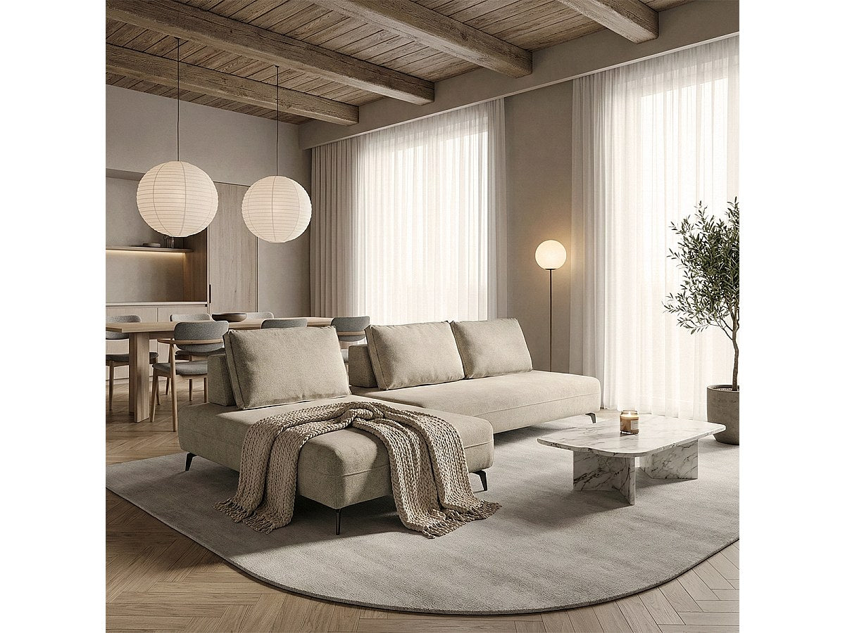Canapé modulable 3 places beige tissu