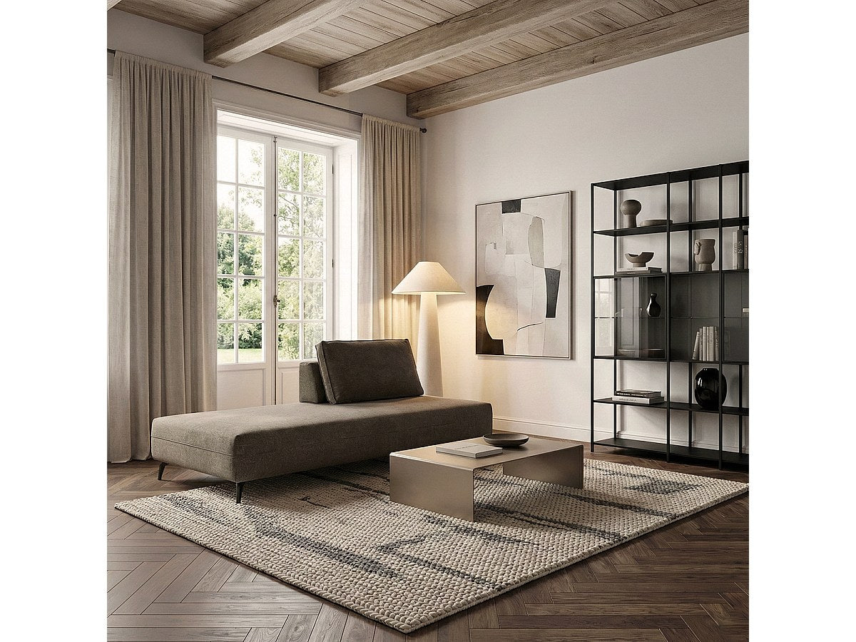 Méridienne pour canapé modulable marron tissu