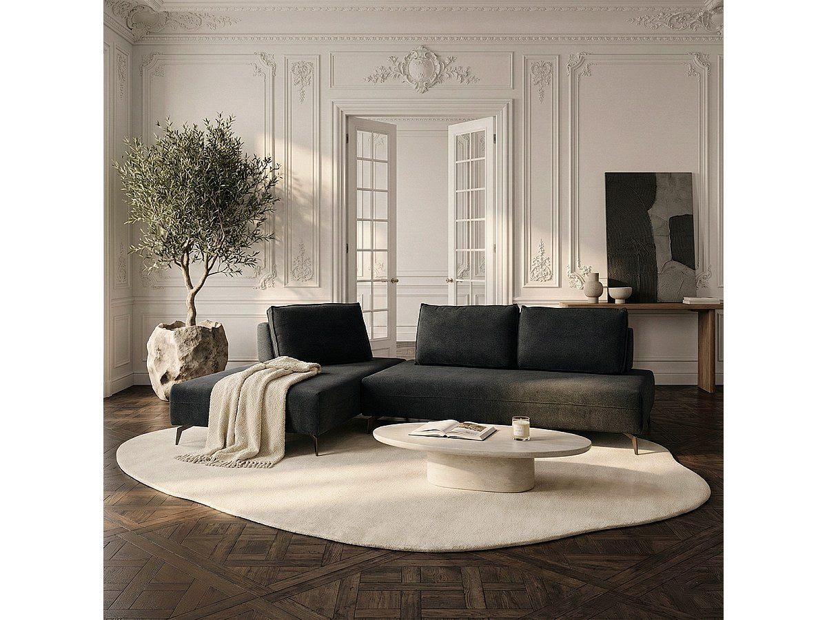 Canapé modulable 3 places noir tissu