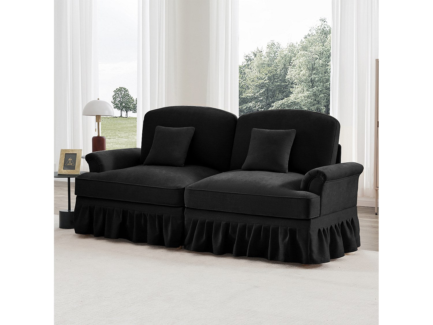 Pouf pour canapé modulable convertible noir tissu