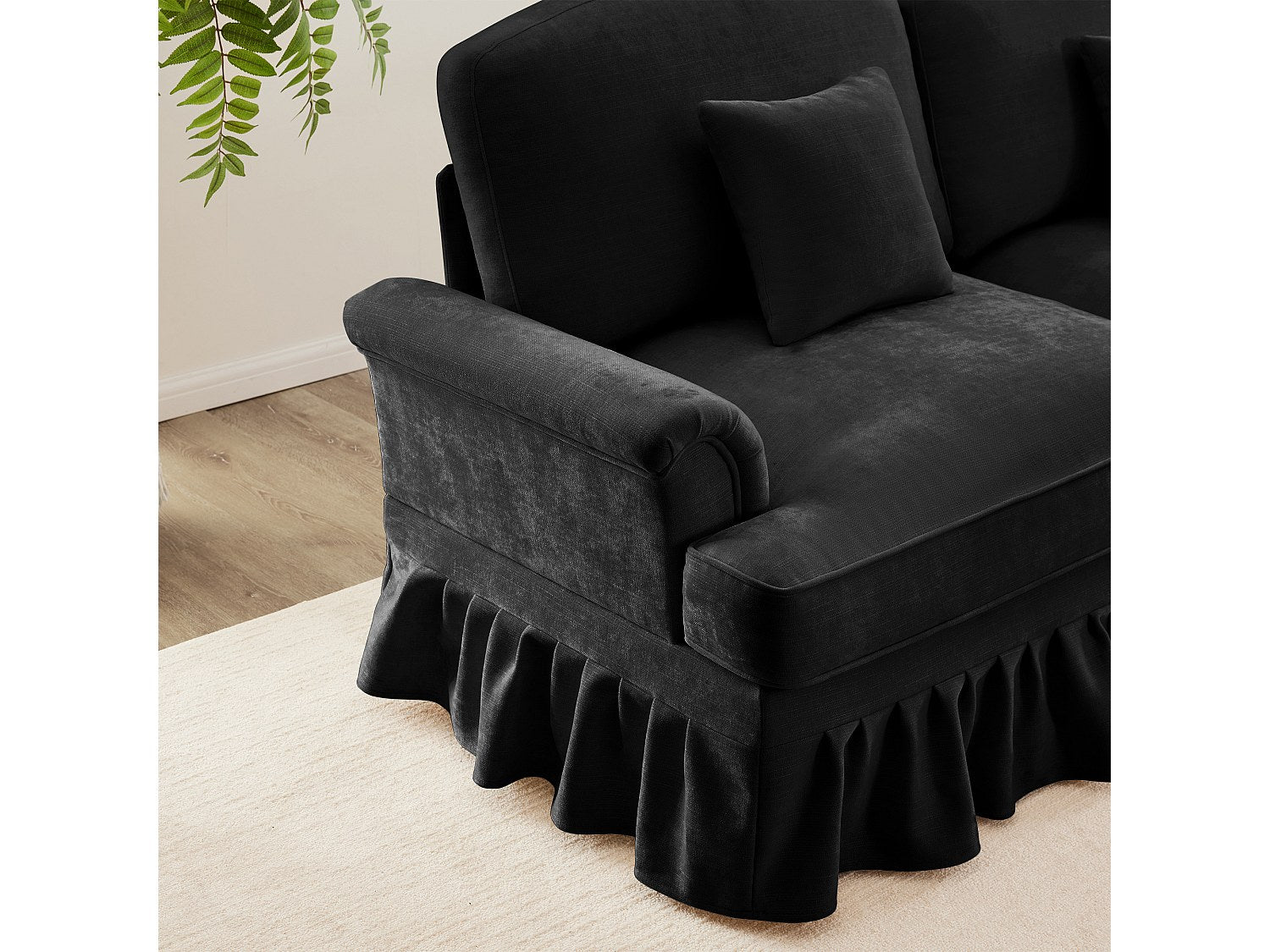 Pouf pour canapé modulable convertible noir tissu