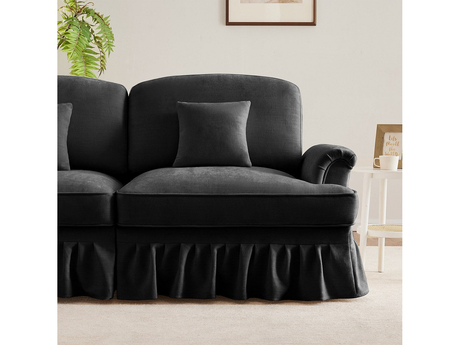 Angle pour canapé modulable convertible 3 places noir tissu