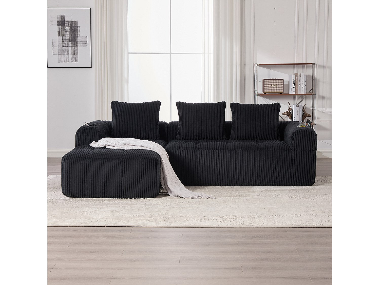 Canapé modulable noir velours