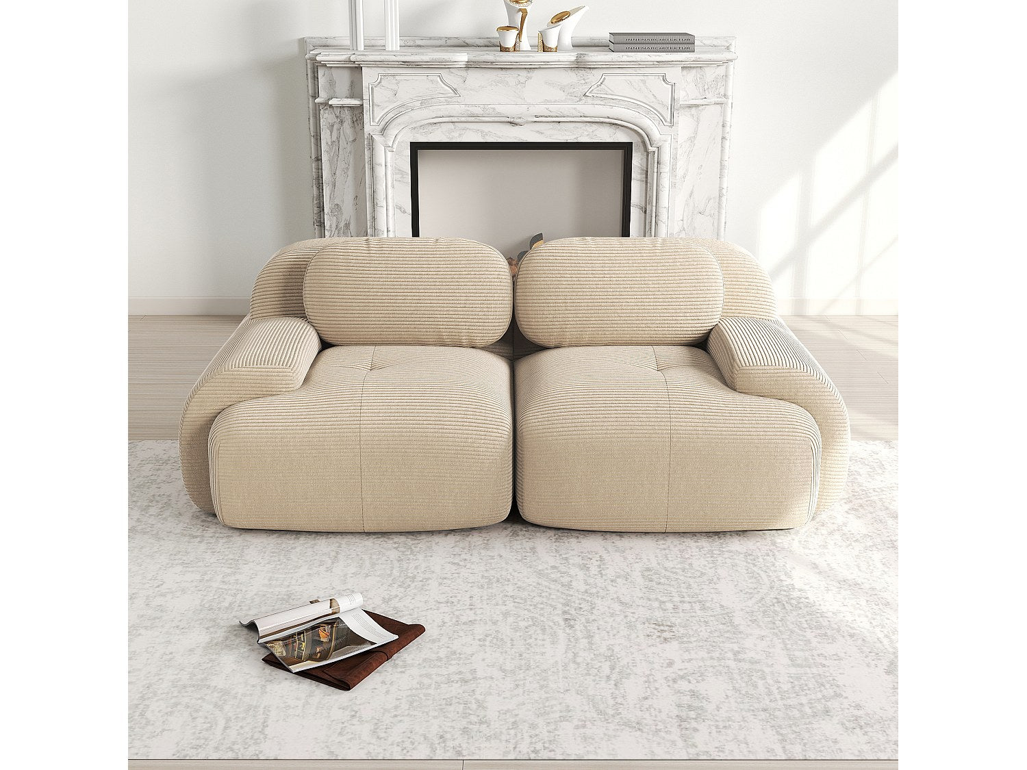 Canapé modulable beige velours