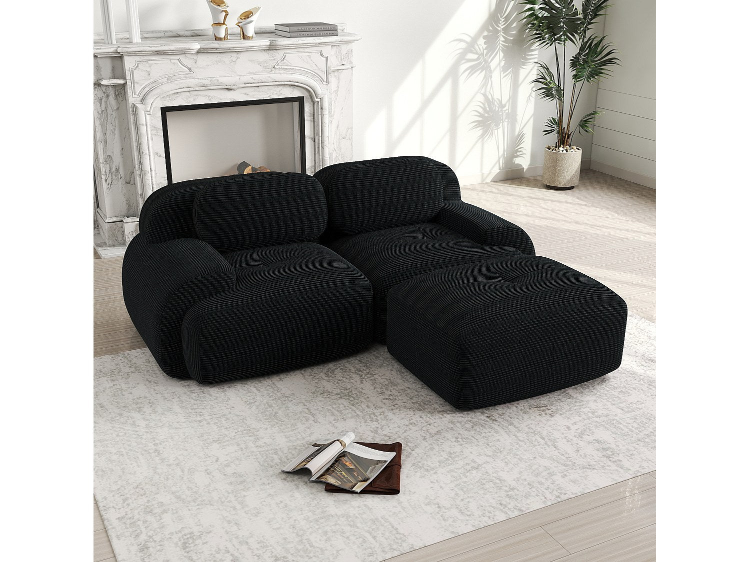 Canapé modulable noir velours