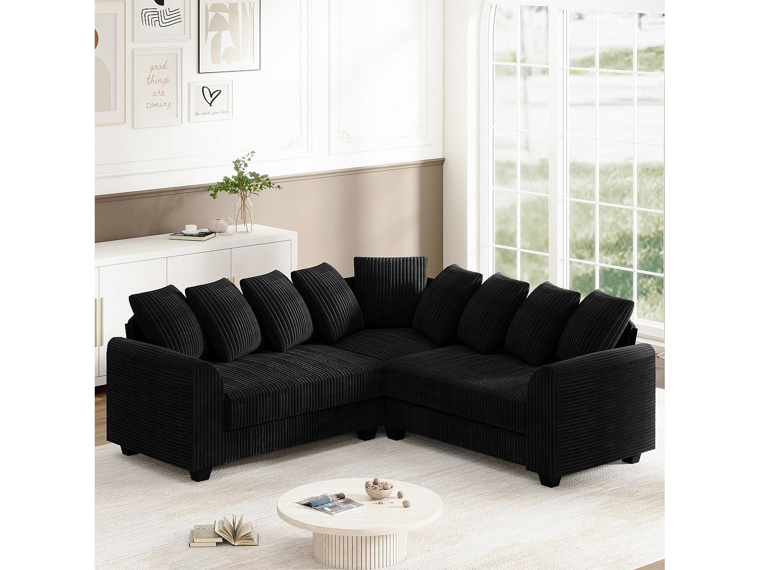 Angle pour canapé modulable noir velours