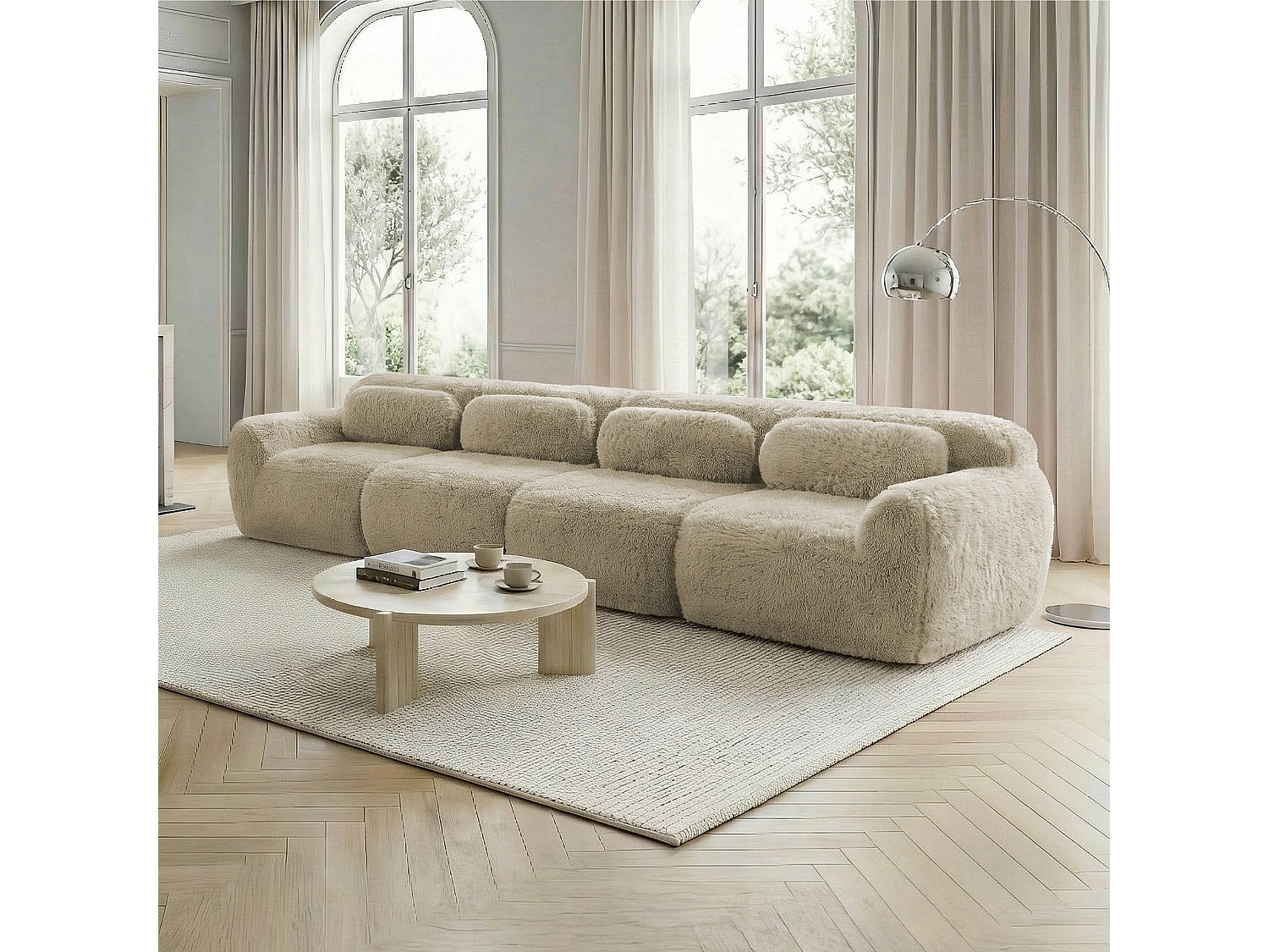 Canapé modulable 4 places vert velours