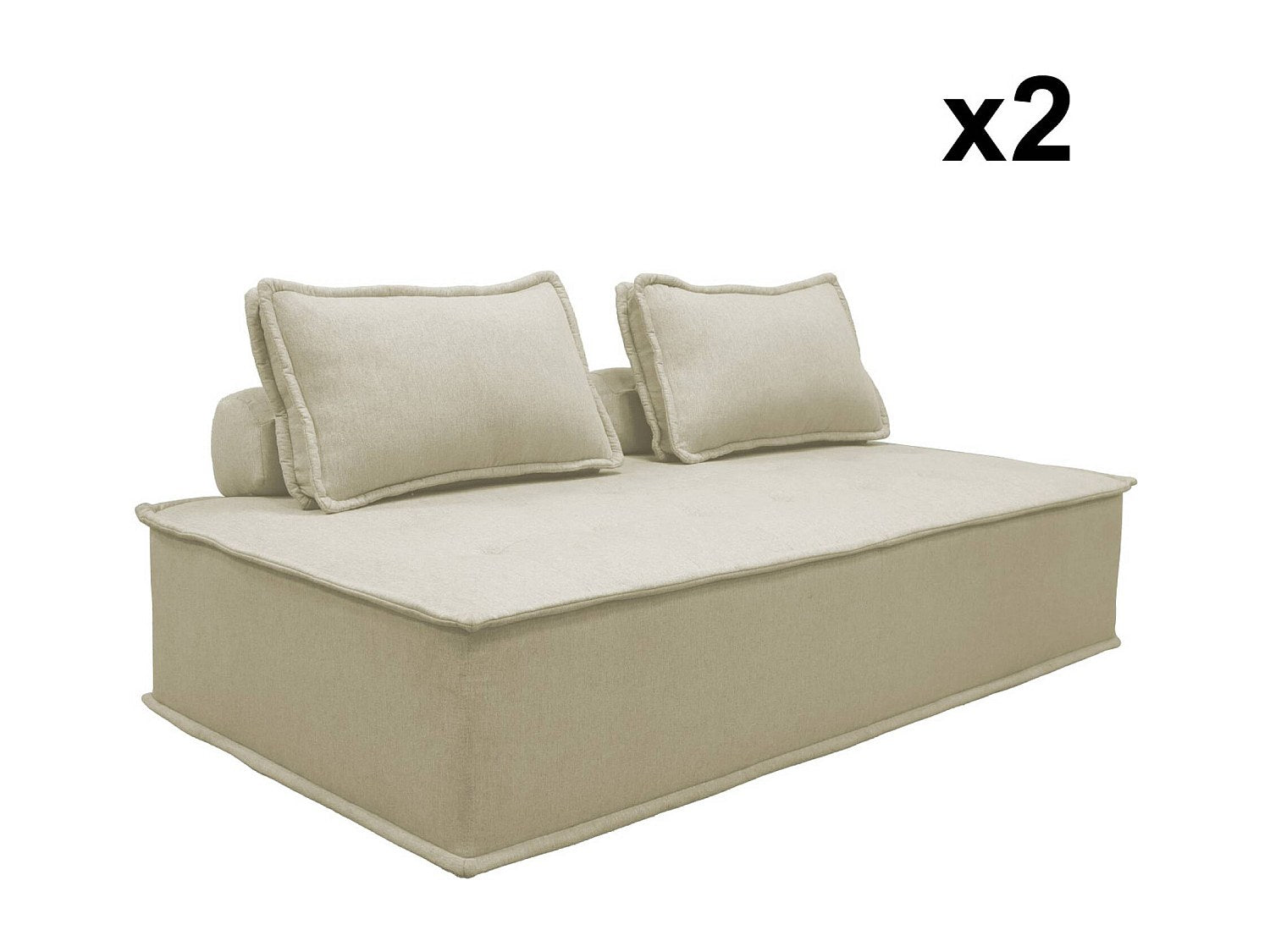 Chauffeuse modulable 2 places beige tissu