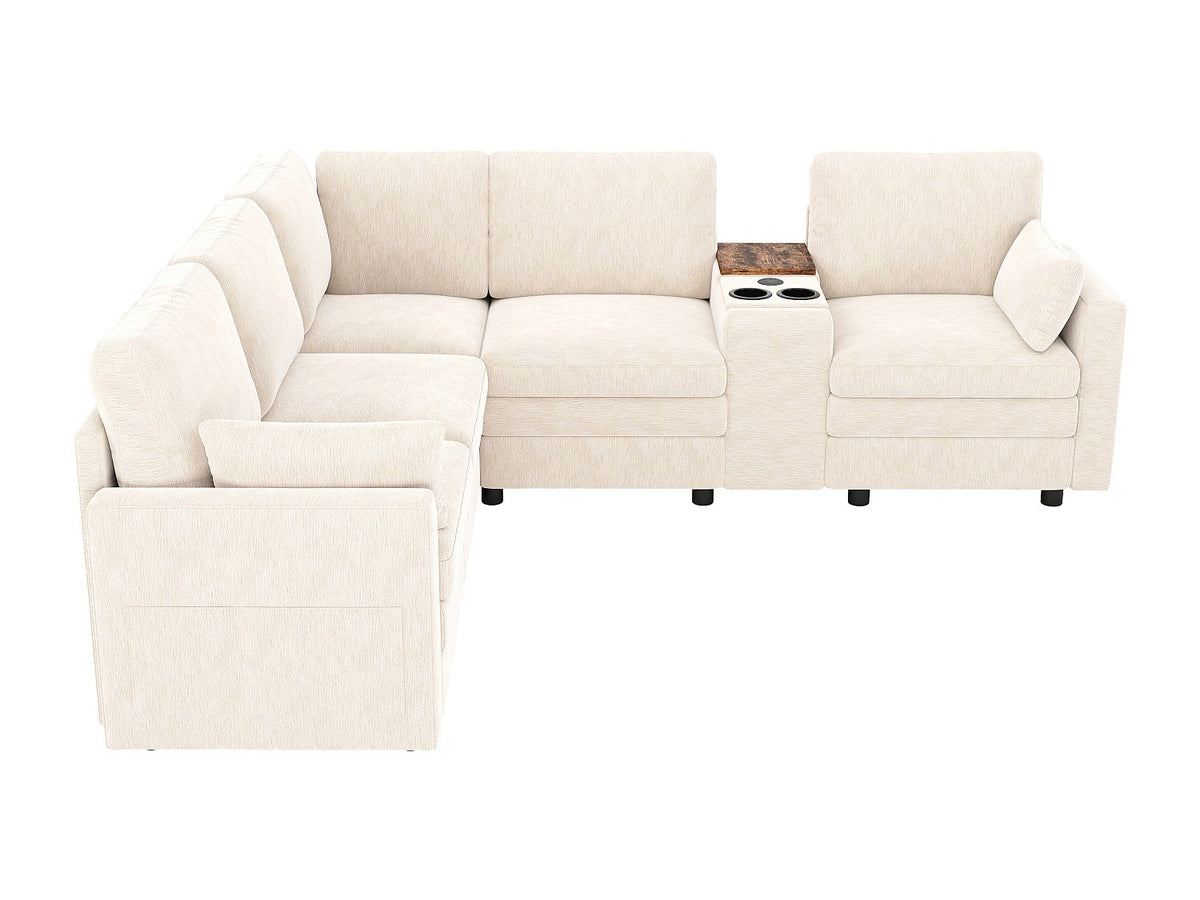 Angle pour canapé modulable 5 places beige velours