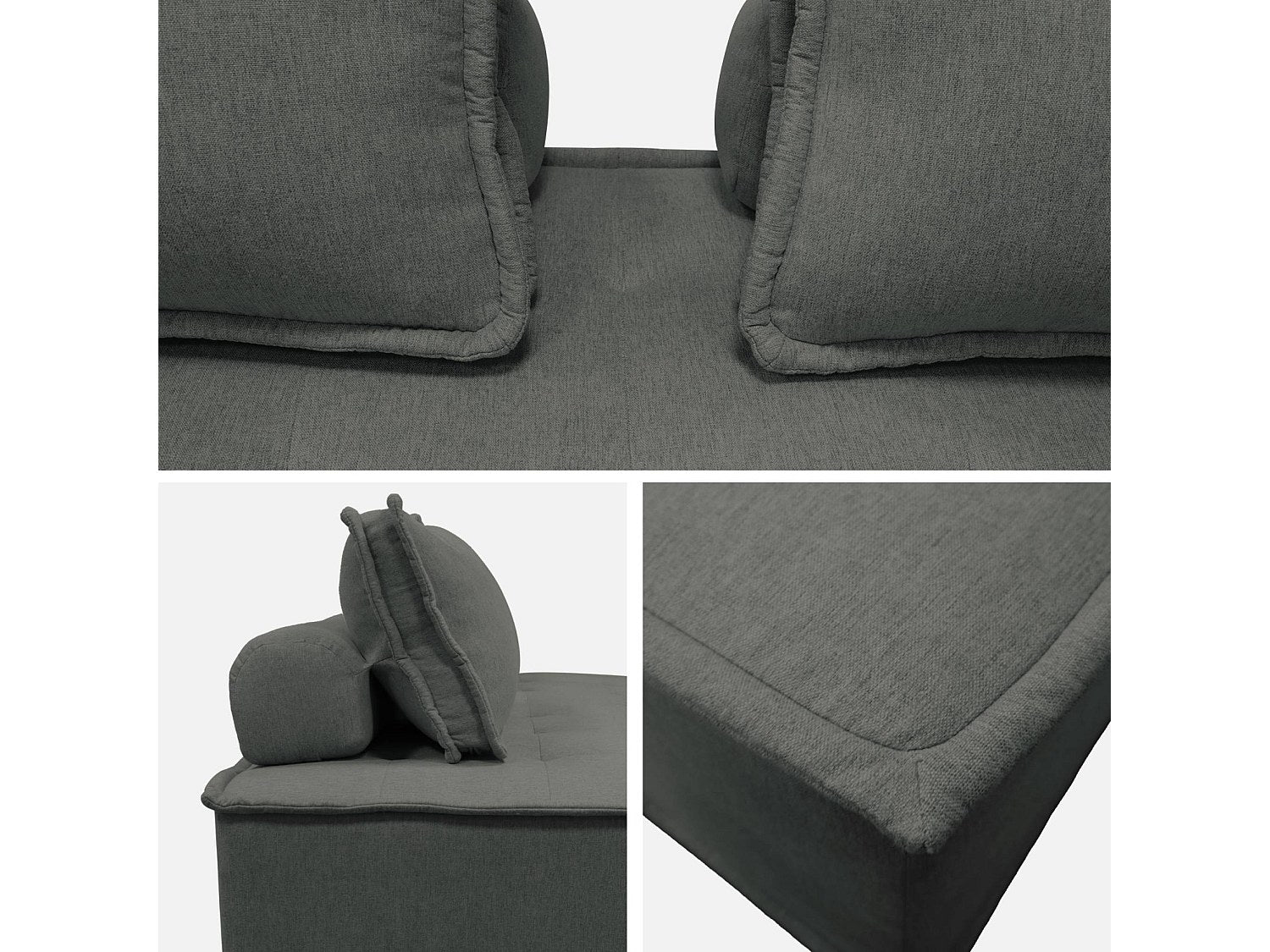 Chauffeuse modulable 2 places gris tissu