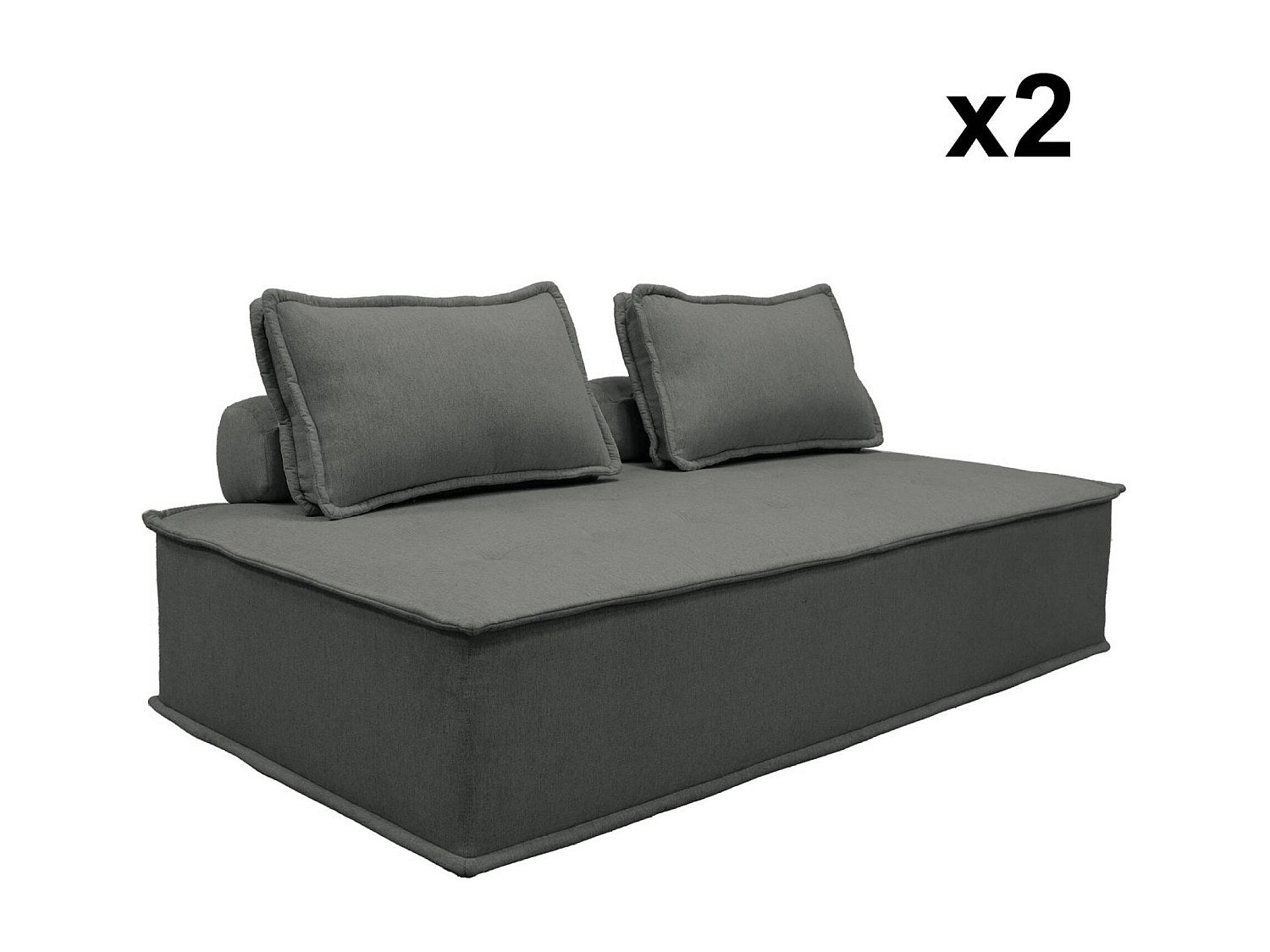 Chauffeuse modulable 2 places gris tissu
