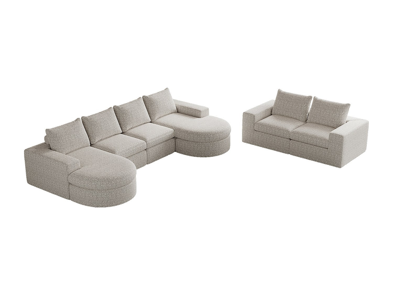 Méridienne pour canapé modulable 6 places beige tissu