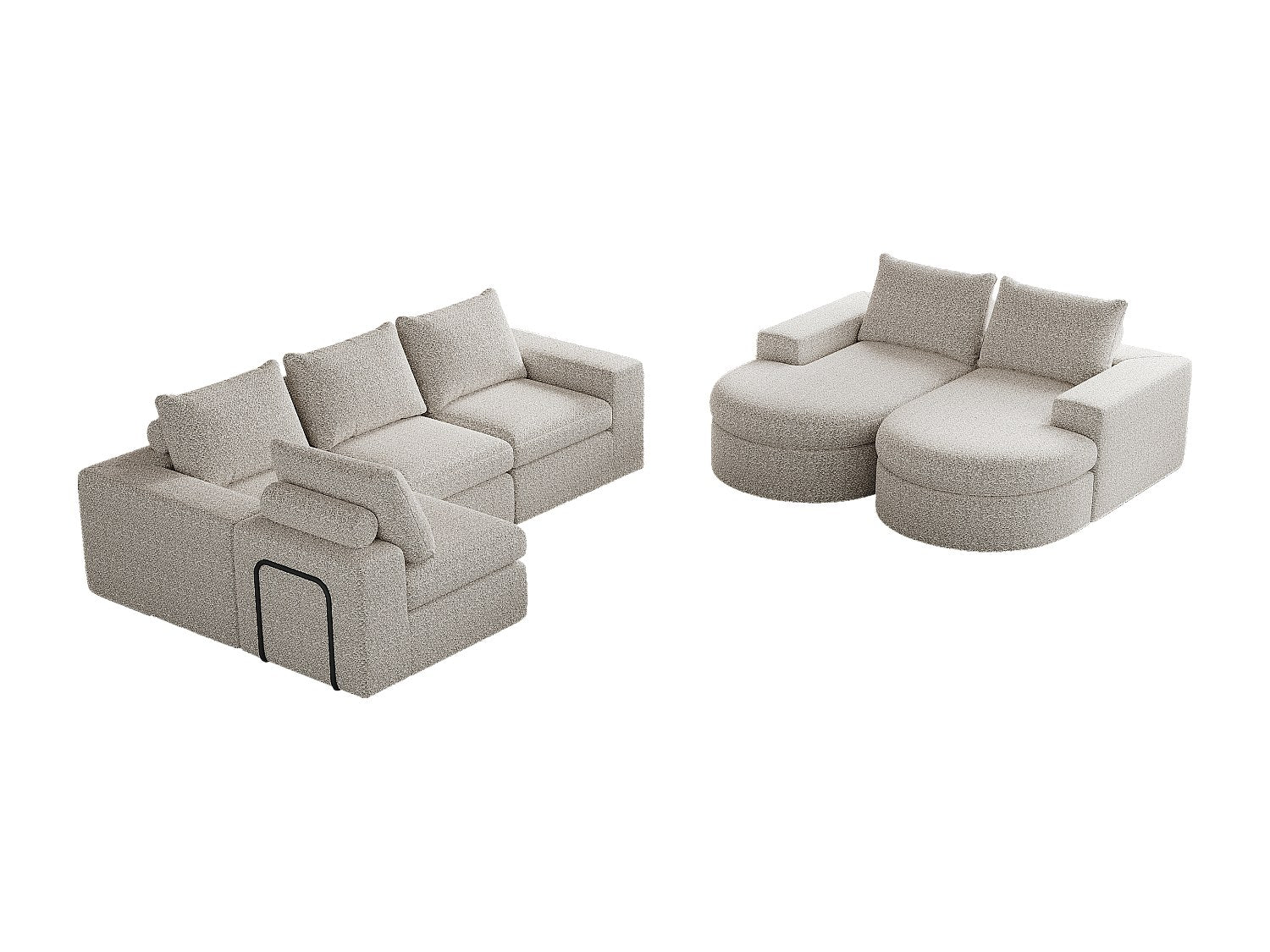 Méridienne pour canapé modulable 6 places beige tissu