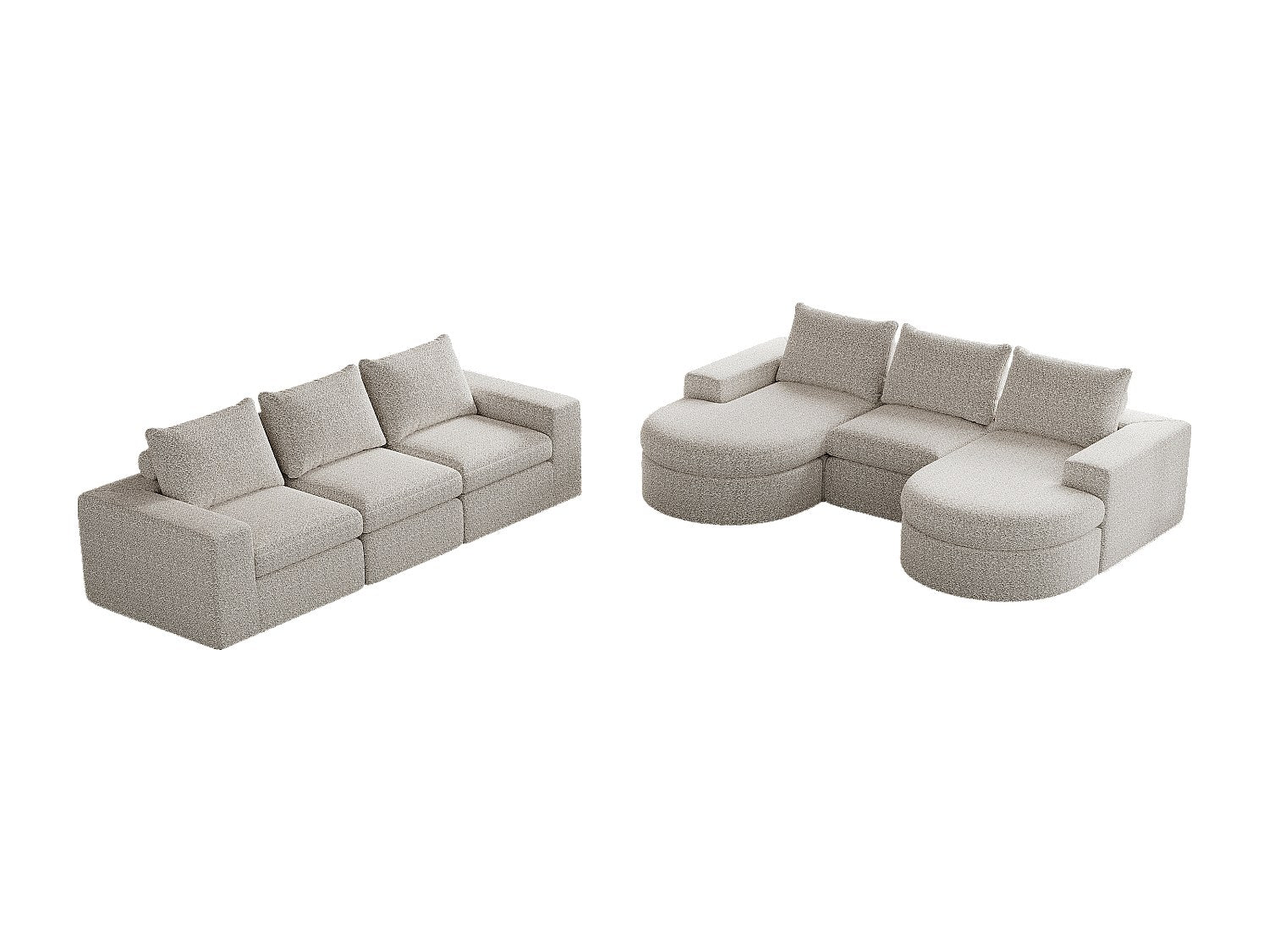 Méridienne pour canapé modulable 6 places beige tissu