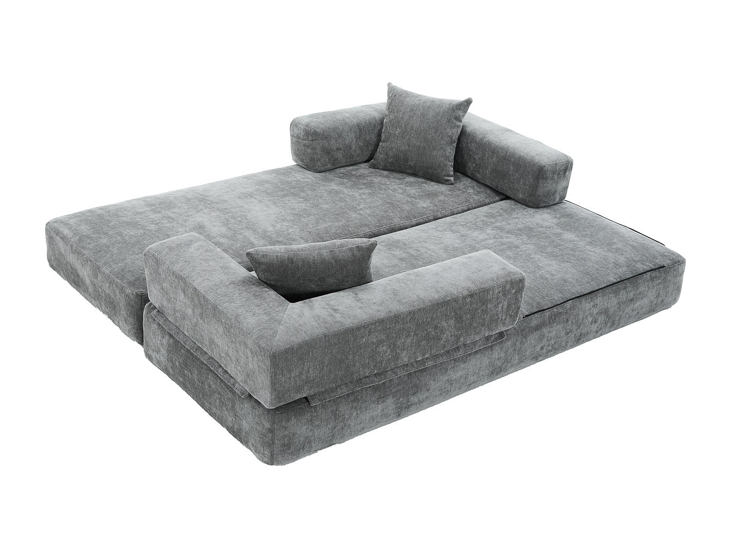 Canapé modulable 2 places gris tissu