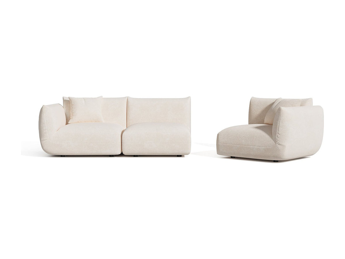 Canapé modulable 5 places beige velours