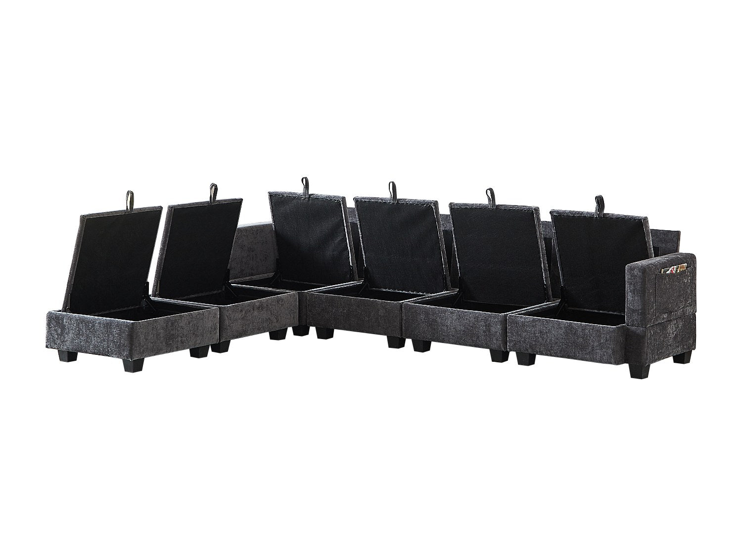 Canapé modulable 6 places gris tissu