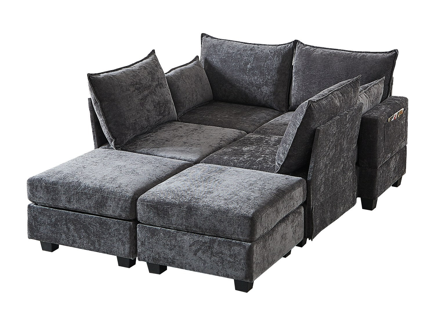 Canapé modulable 6 places gris tissu