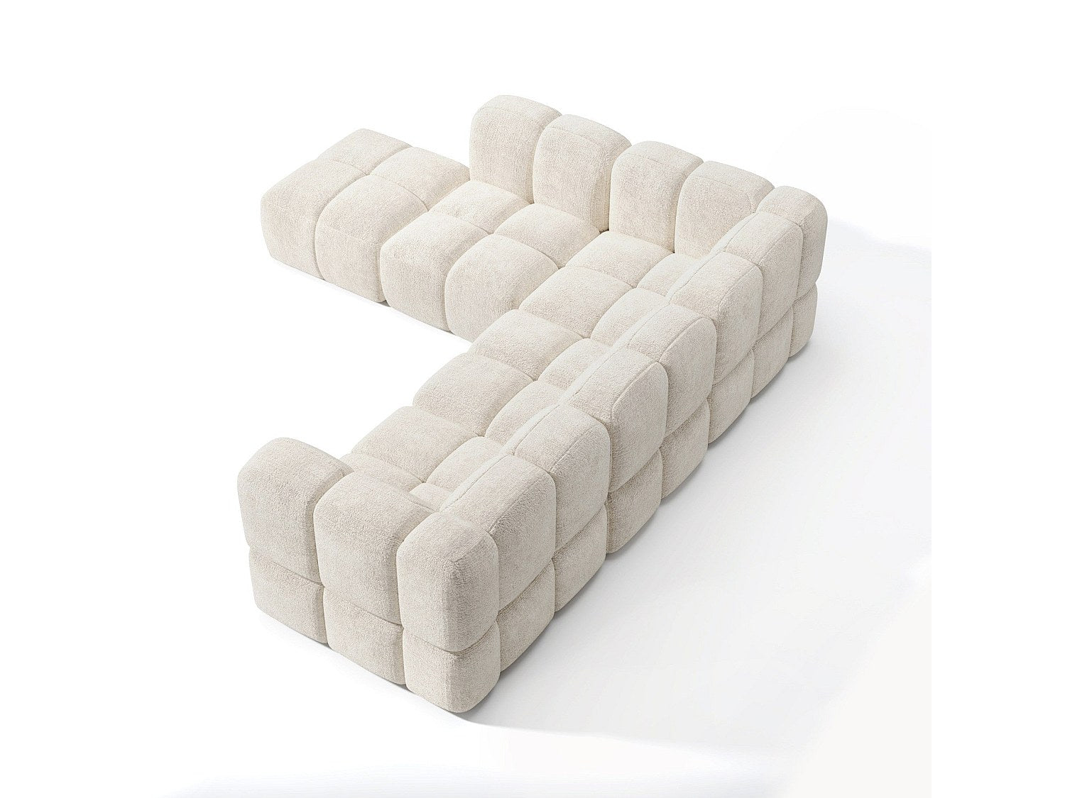 Canapé modulable 7 places beige velours