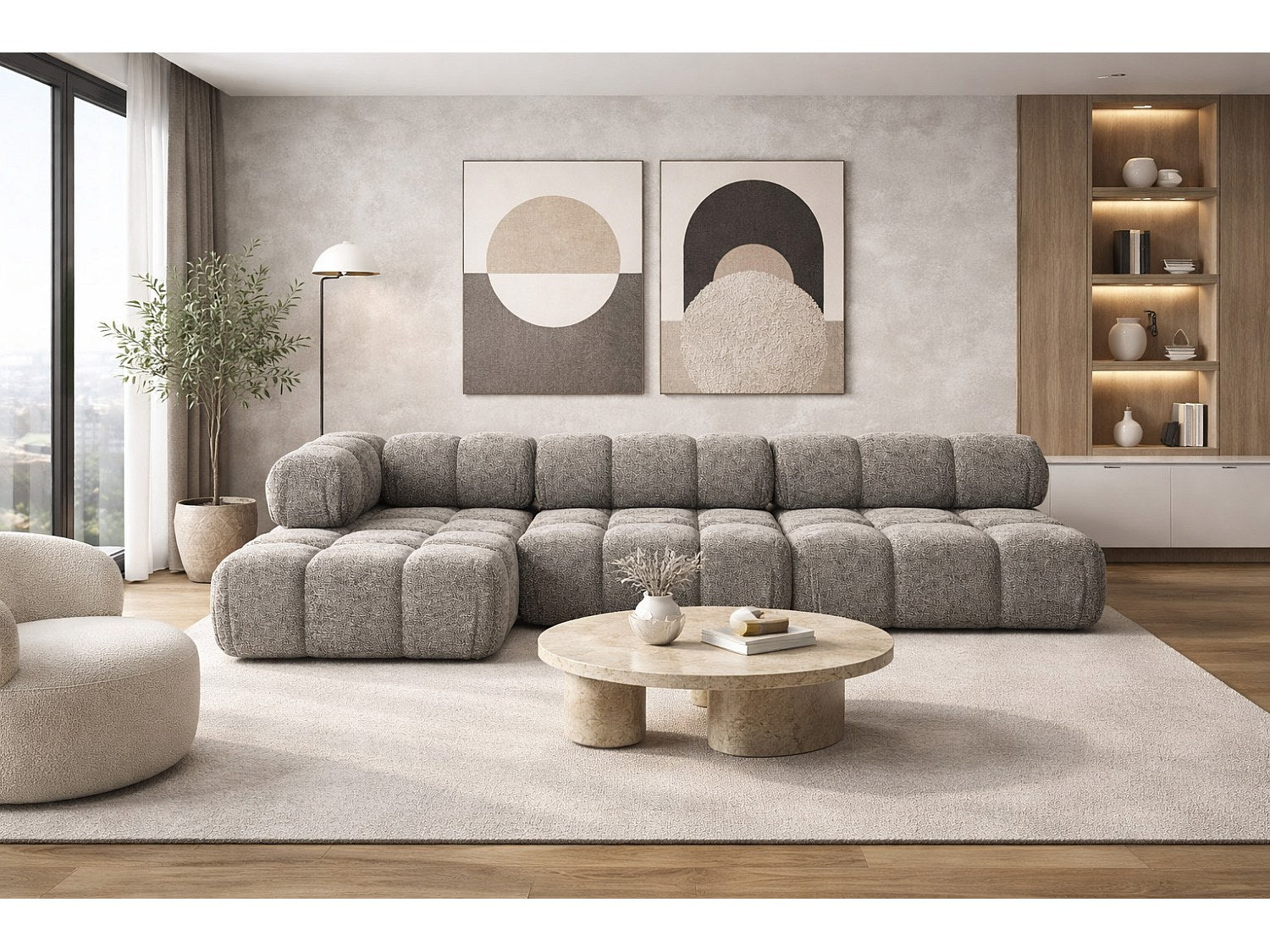 Canapé modulable marron tissu