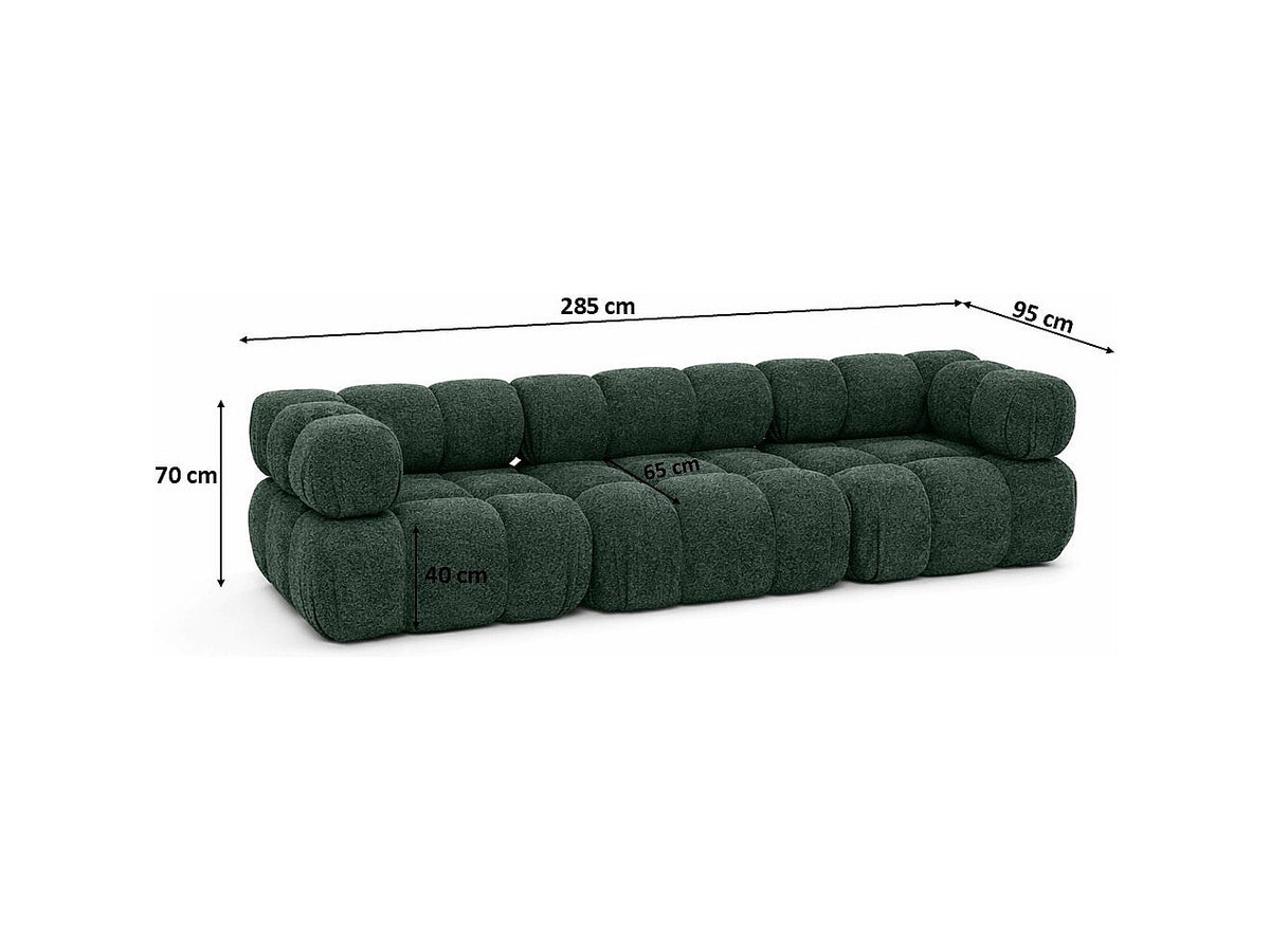 Canapé modulable 3 places vert tissu