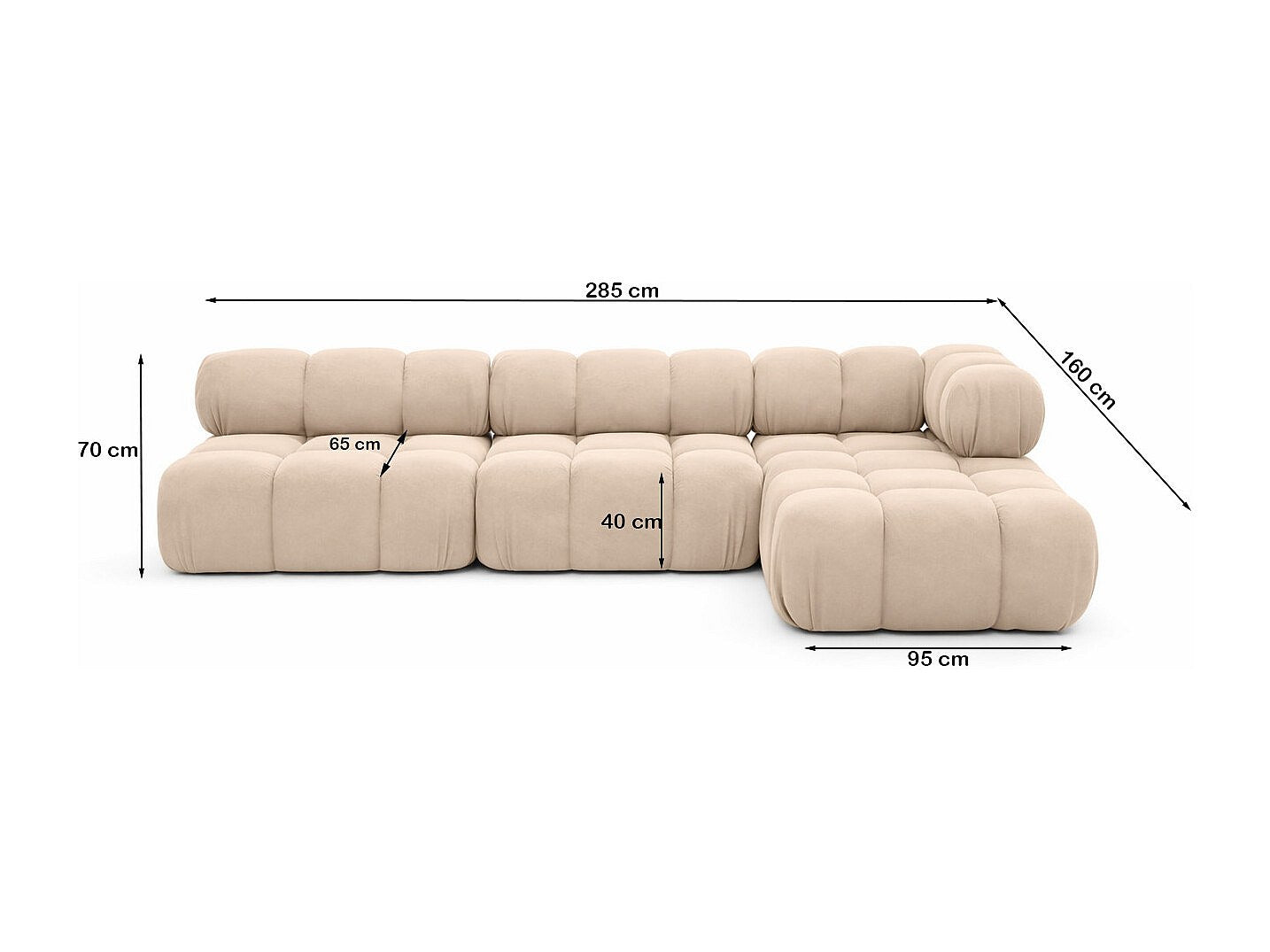 Canapé modulable beige tissu