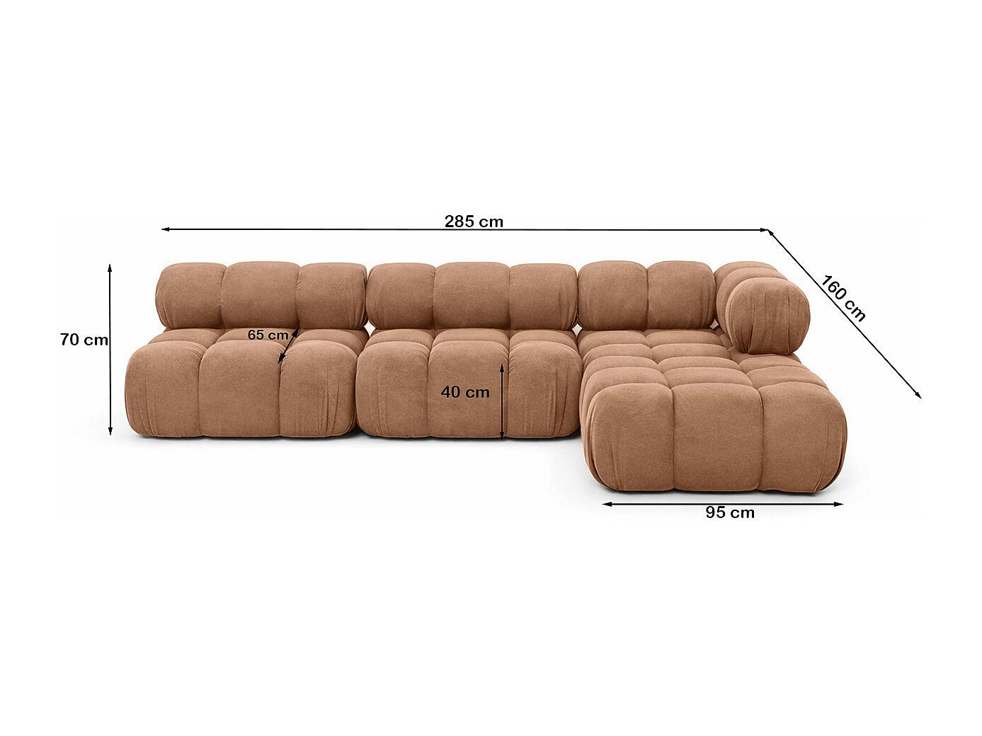 Canapé modulable marron tissu