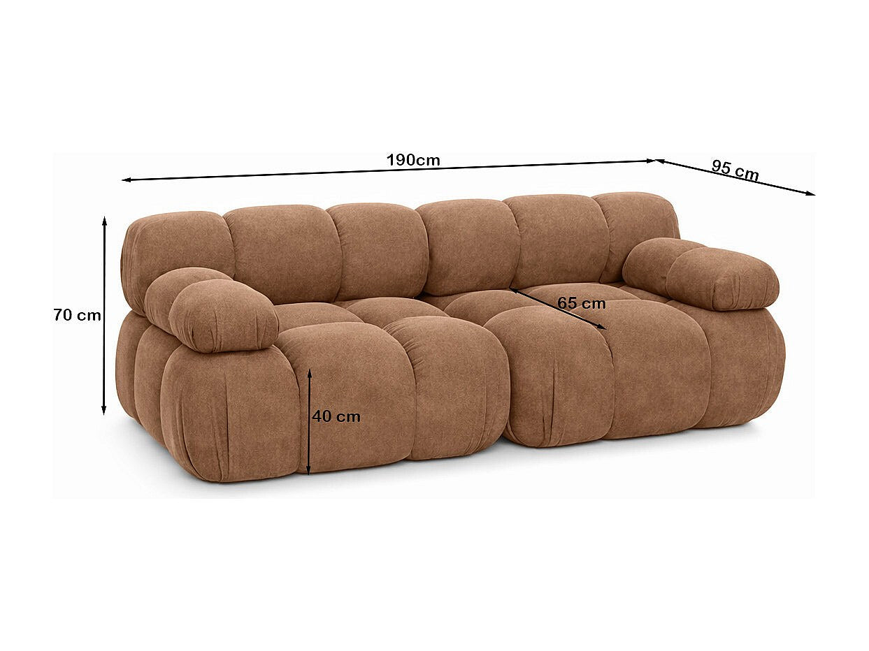 Canapé modulable 2 places marron tissu