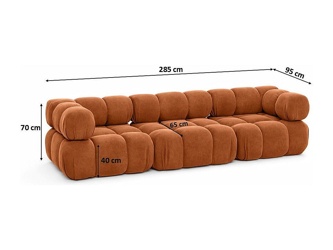 Canapé modulable 3 places marron tissu