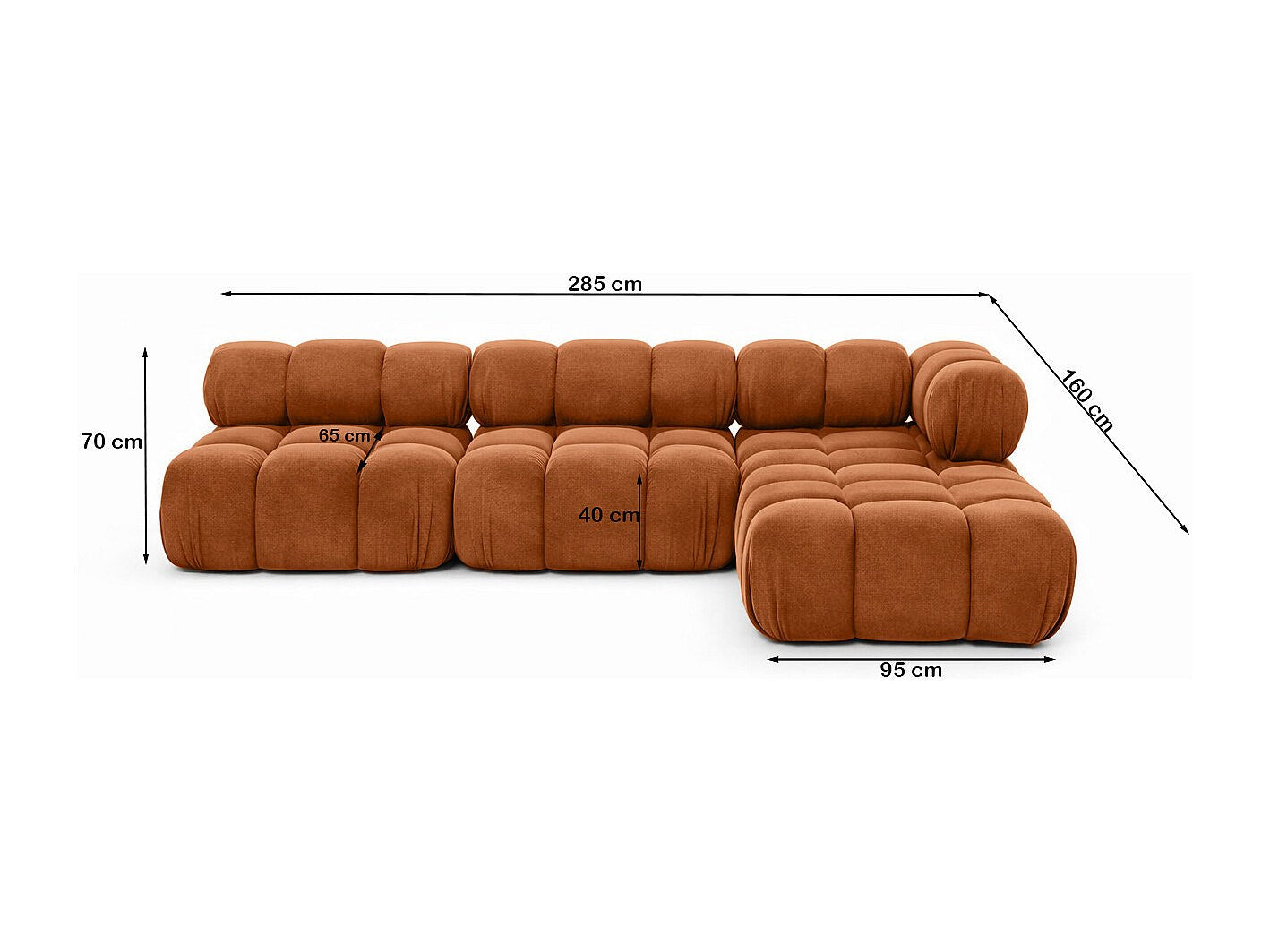 Canapé modulable marron tissu