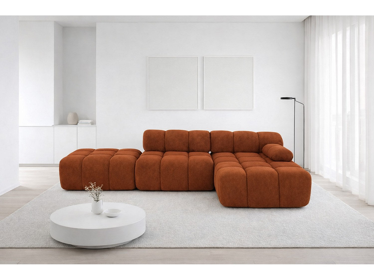 Pouf pour canapé modulable marron tissu