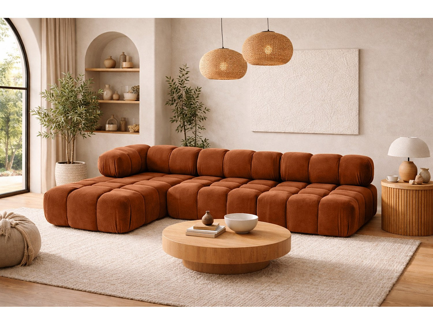 Canapé modulable marron tissu