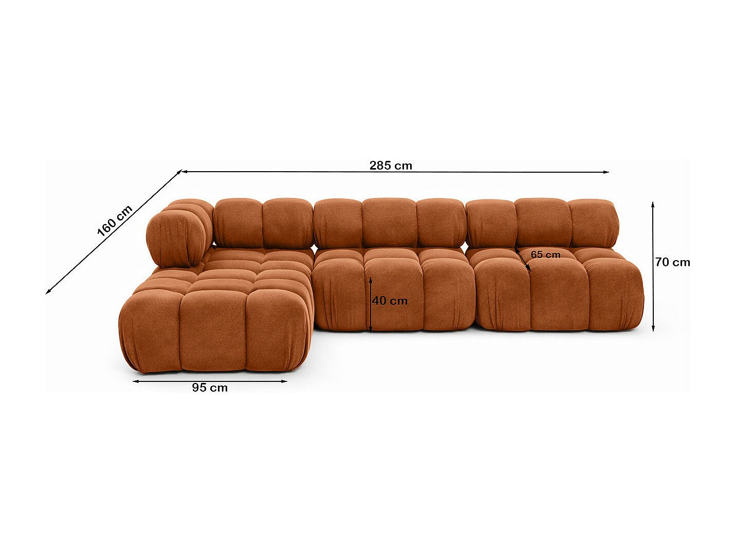 Canapé modulable marron tissu