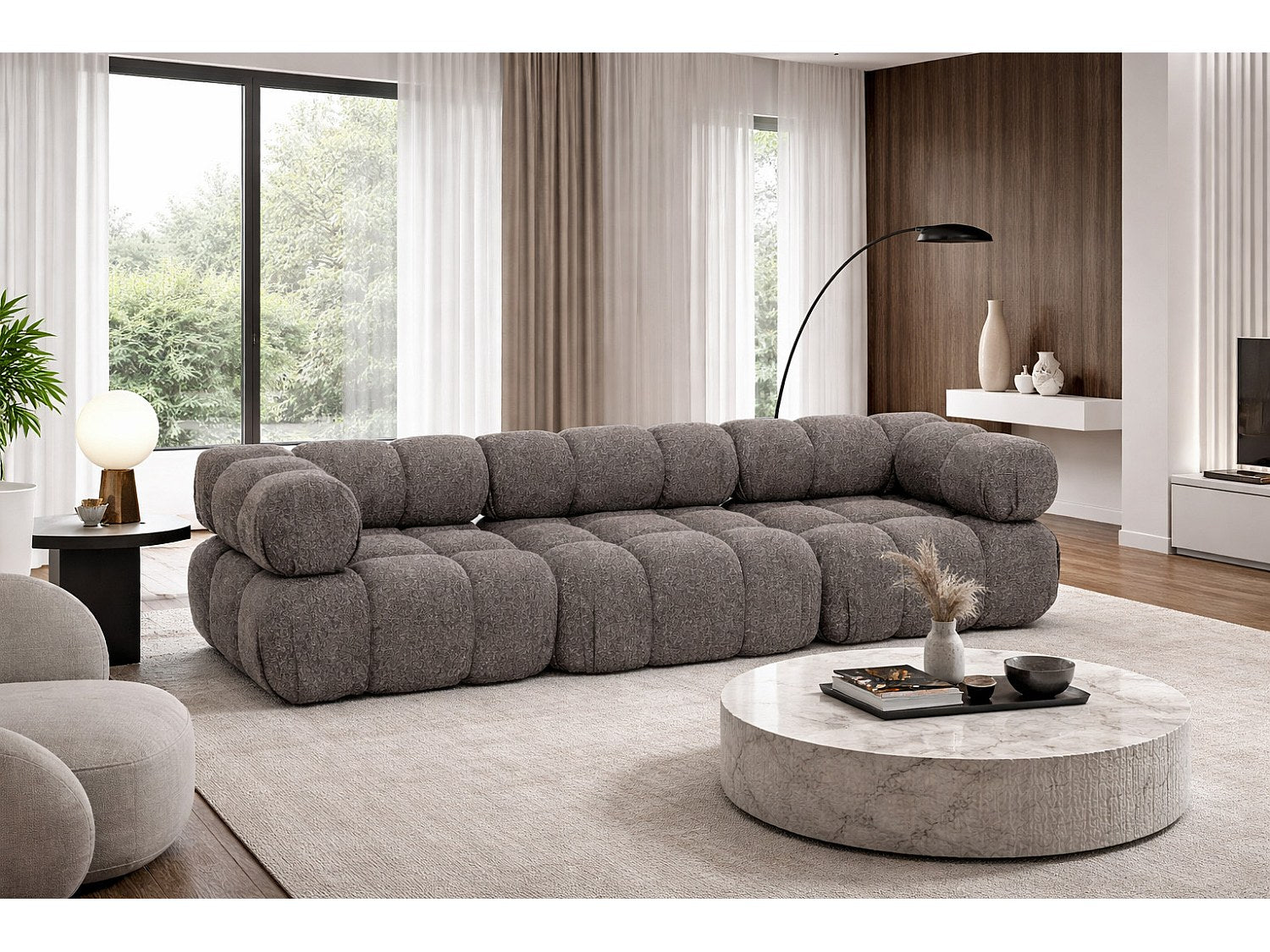 Canapé modulable 3 places marron tissu