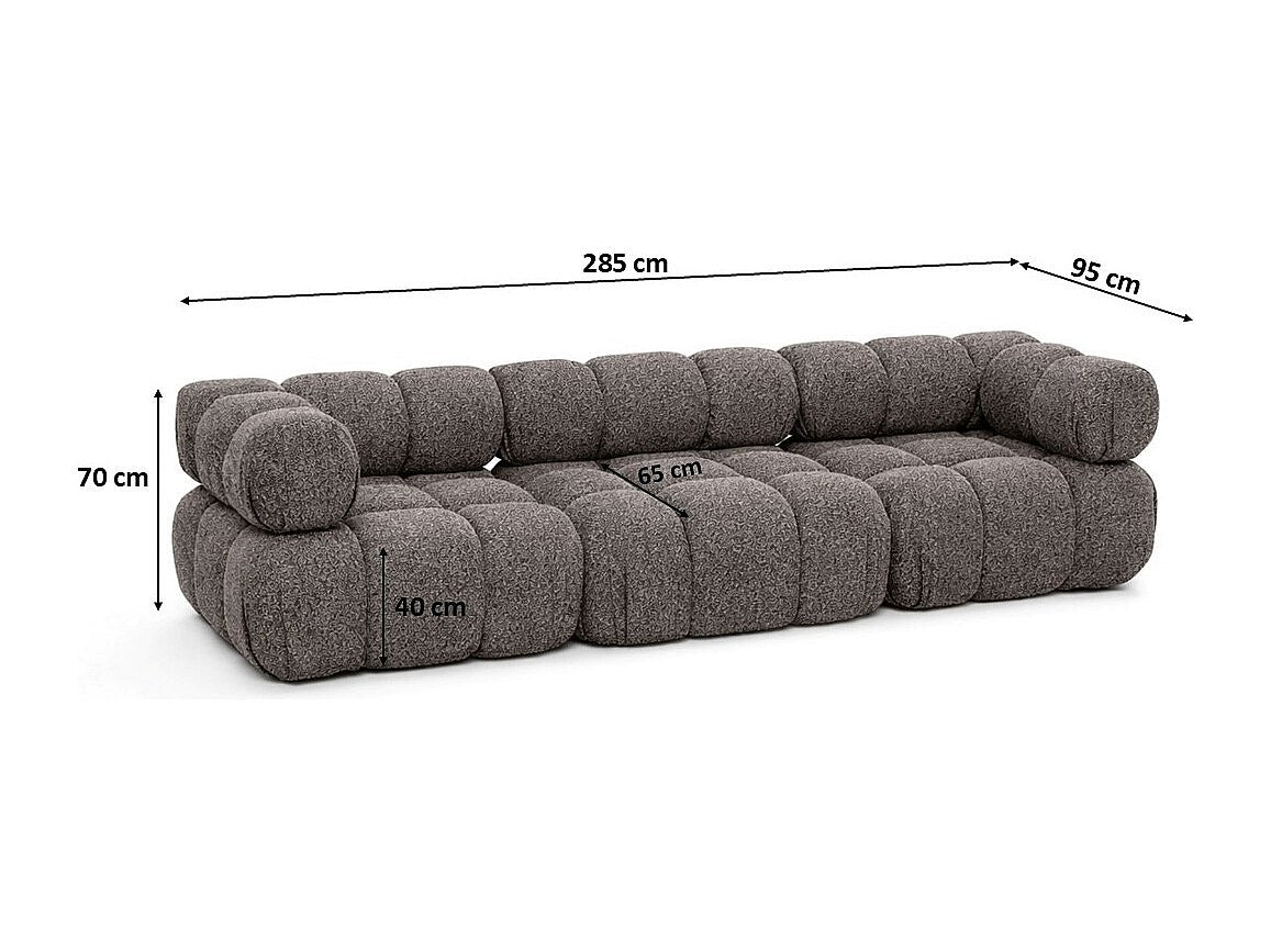 Canapé modulable 3 places marron tissu